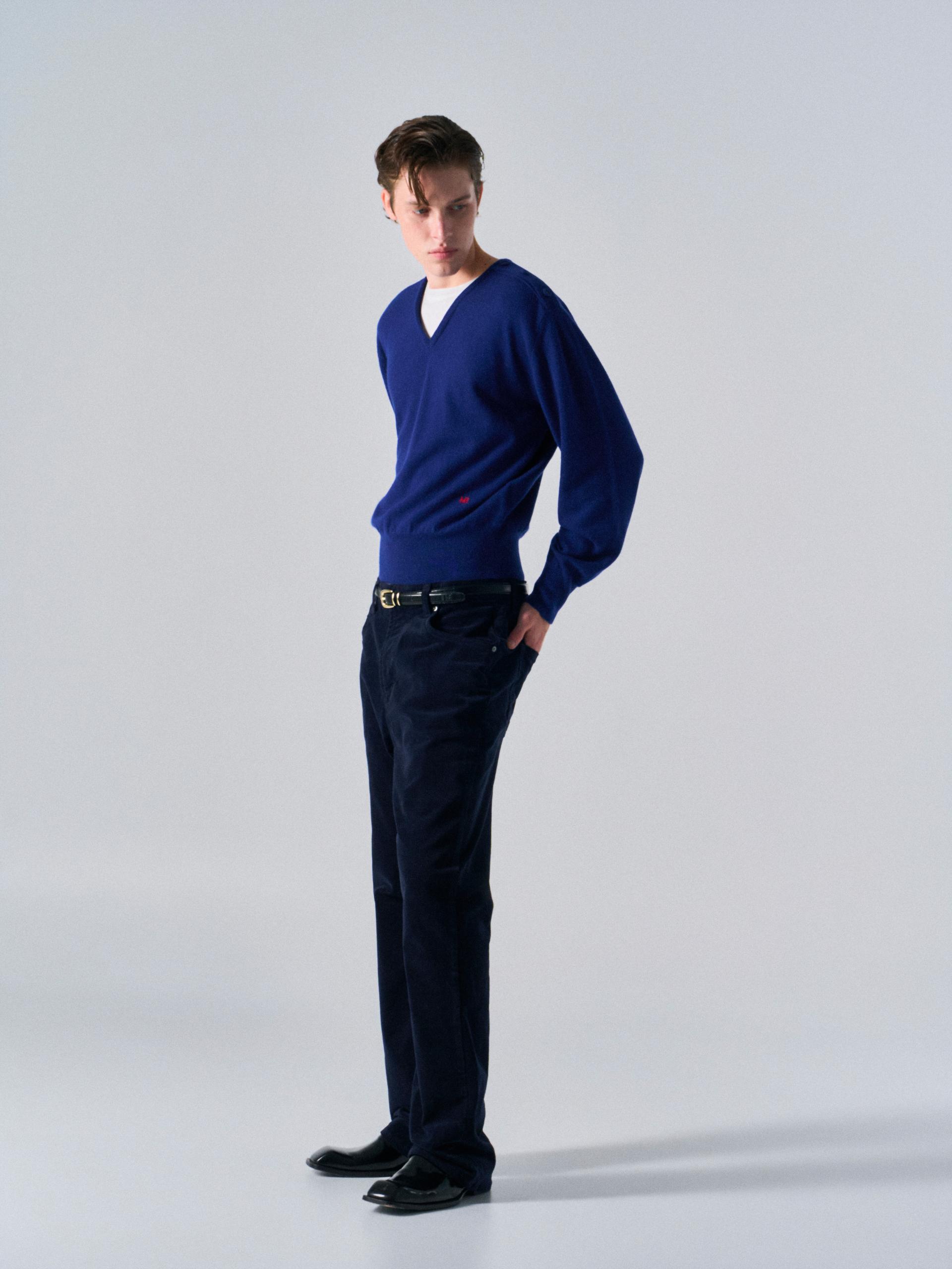 Towns layered v-neck sweater blue