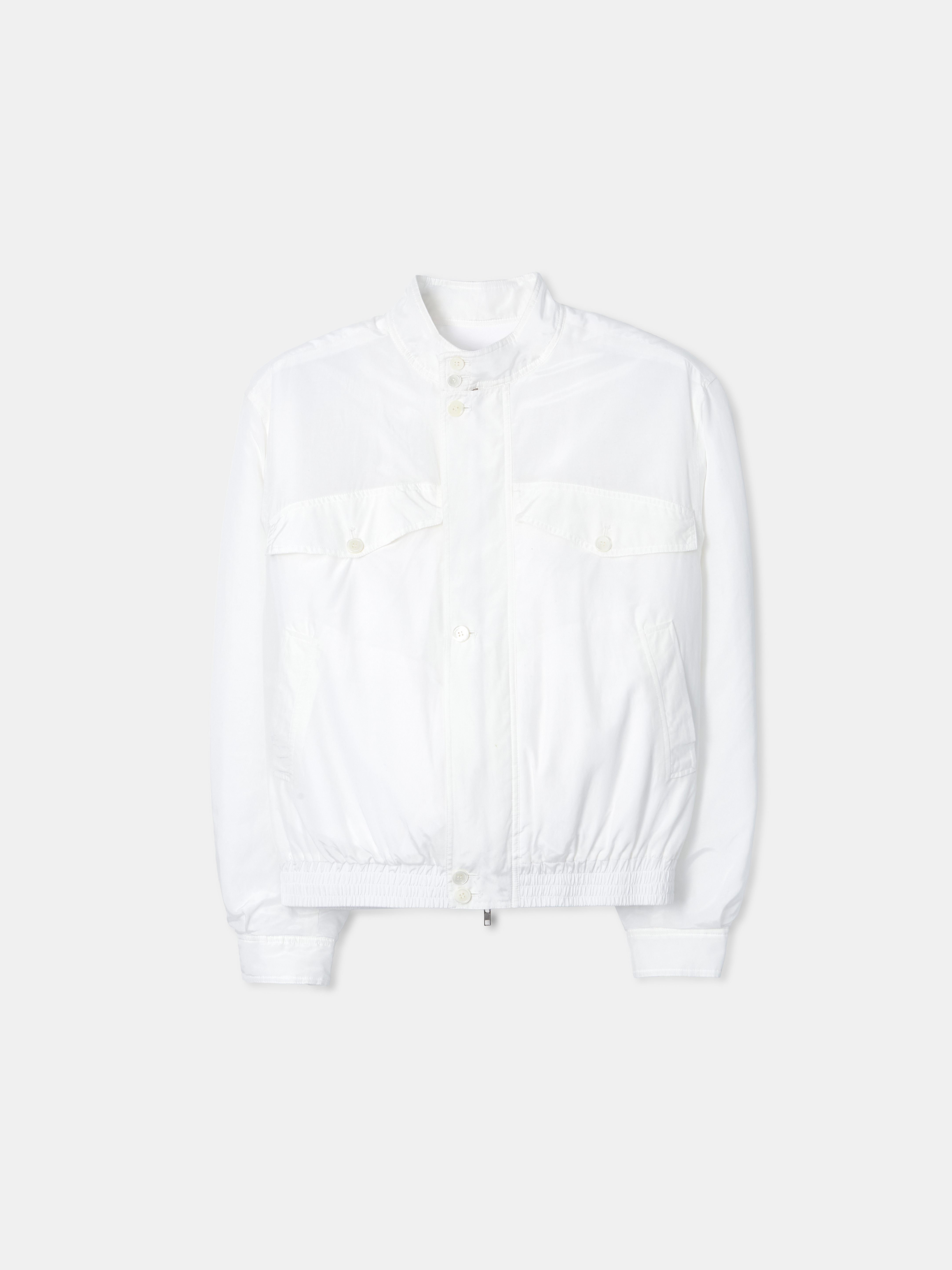 Cedric funnel-neck silk blouson white