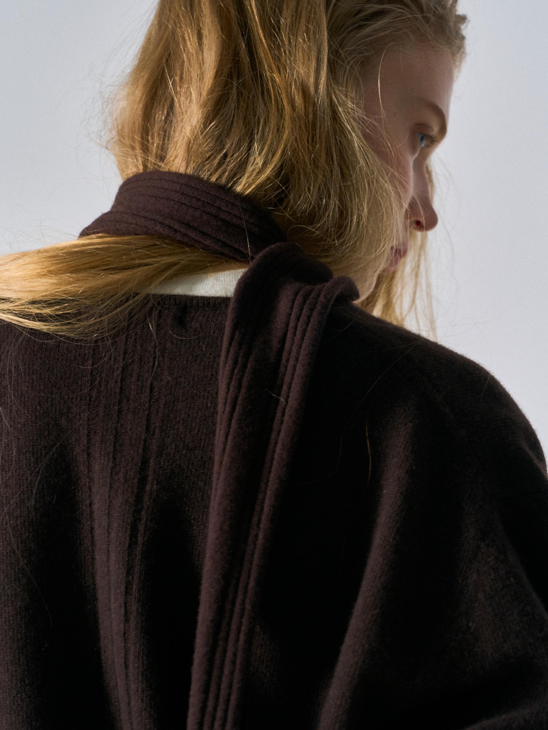 Lou border scarf cardigan taupe