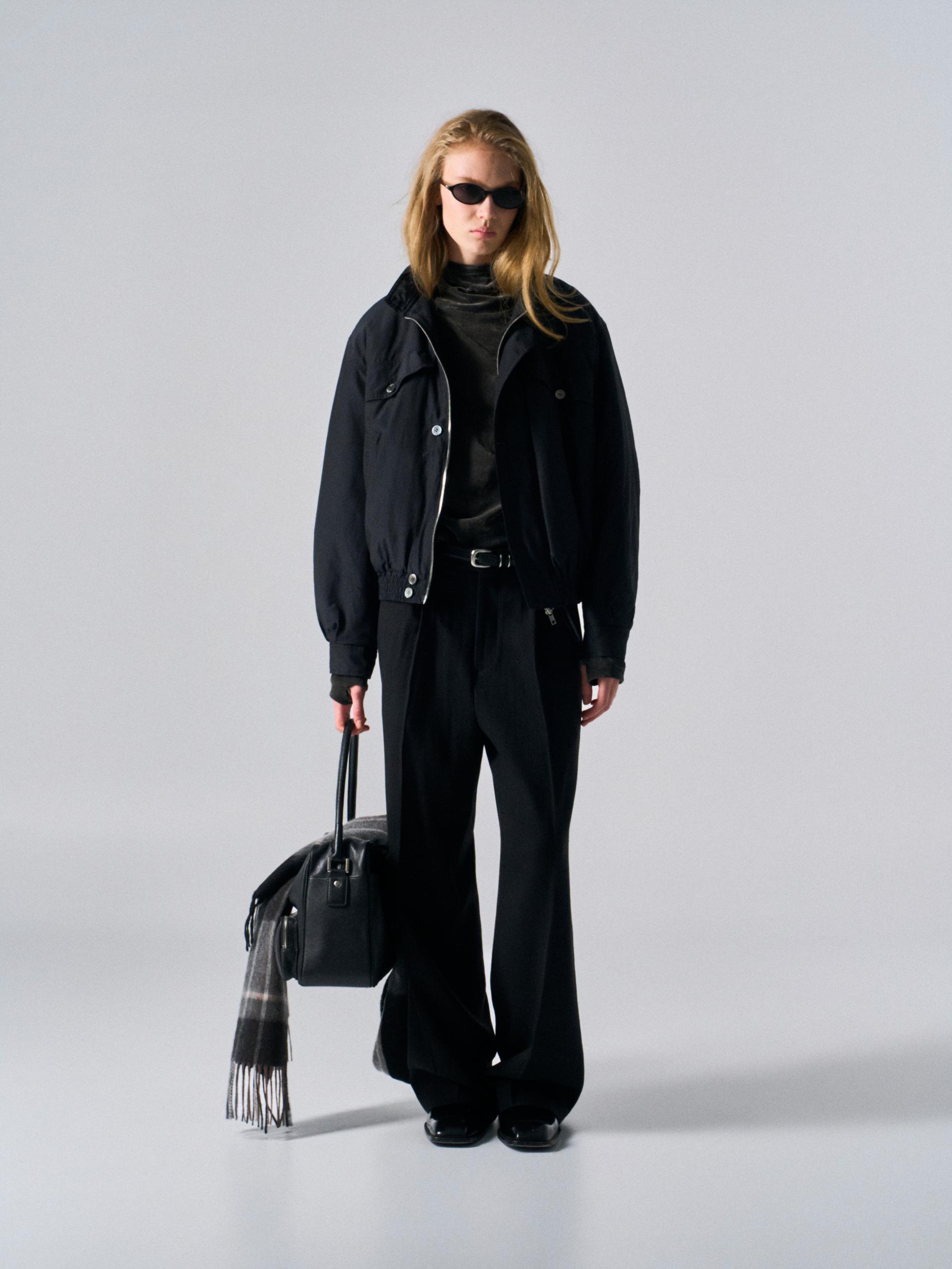 Cedric silk padded blouson black