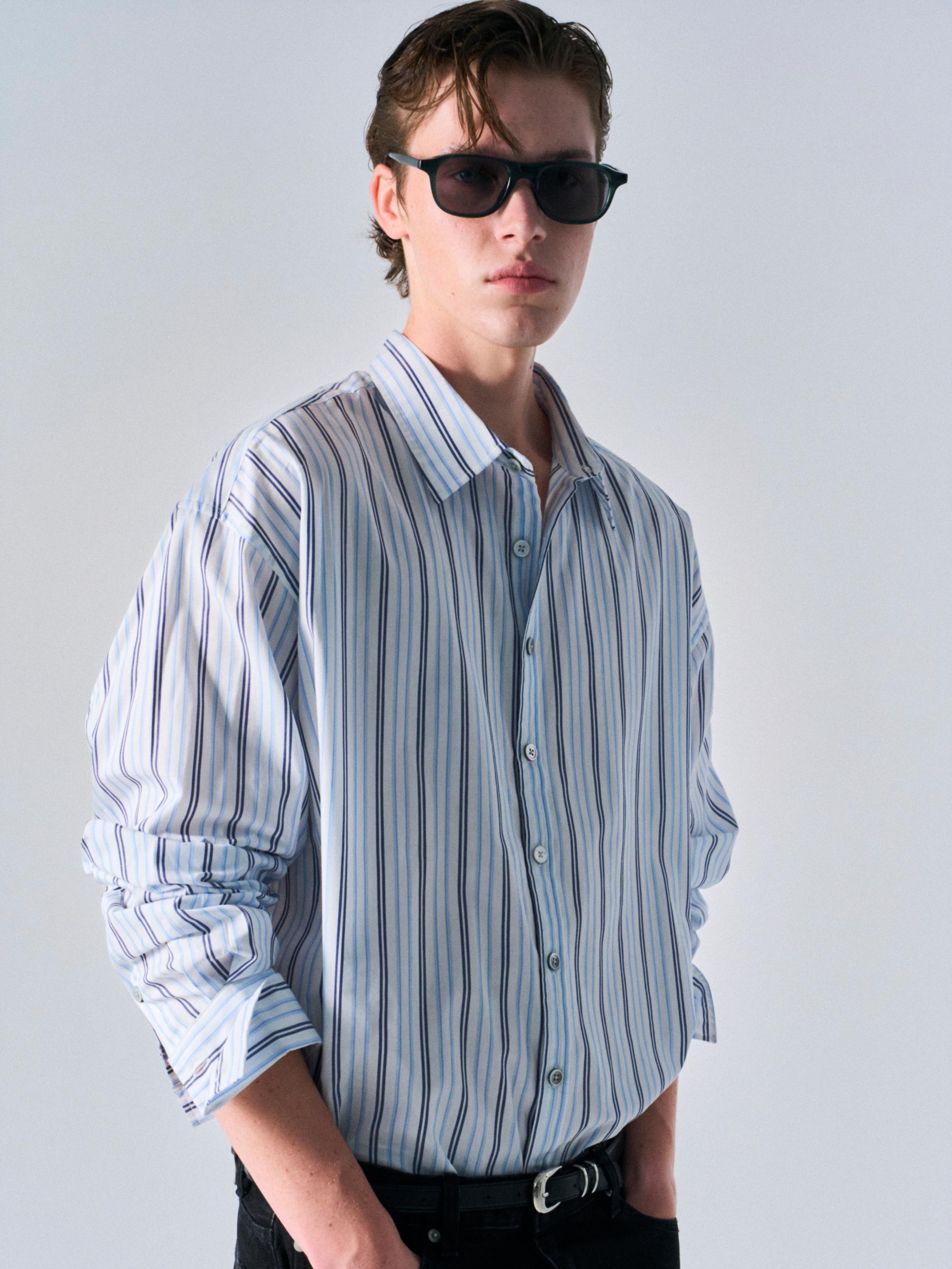 Kent turnback cuff shirt multi blue