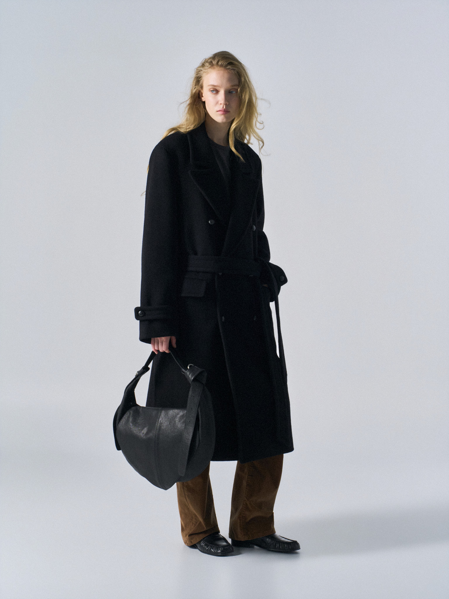 Corwin cashmere double-breasted coat black
