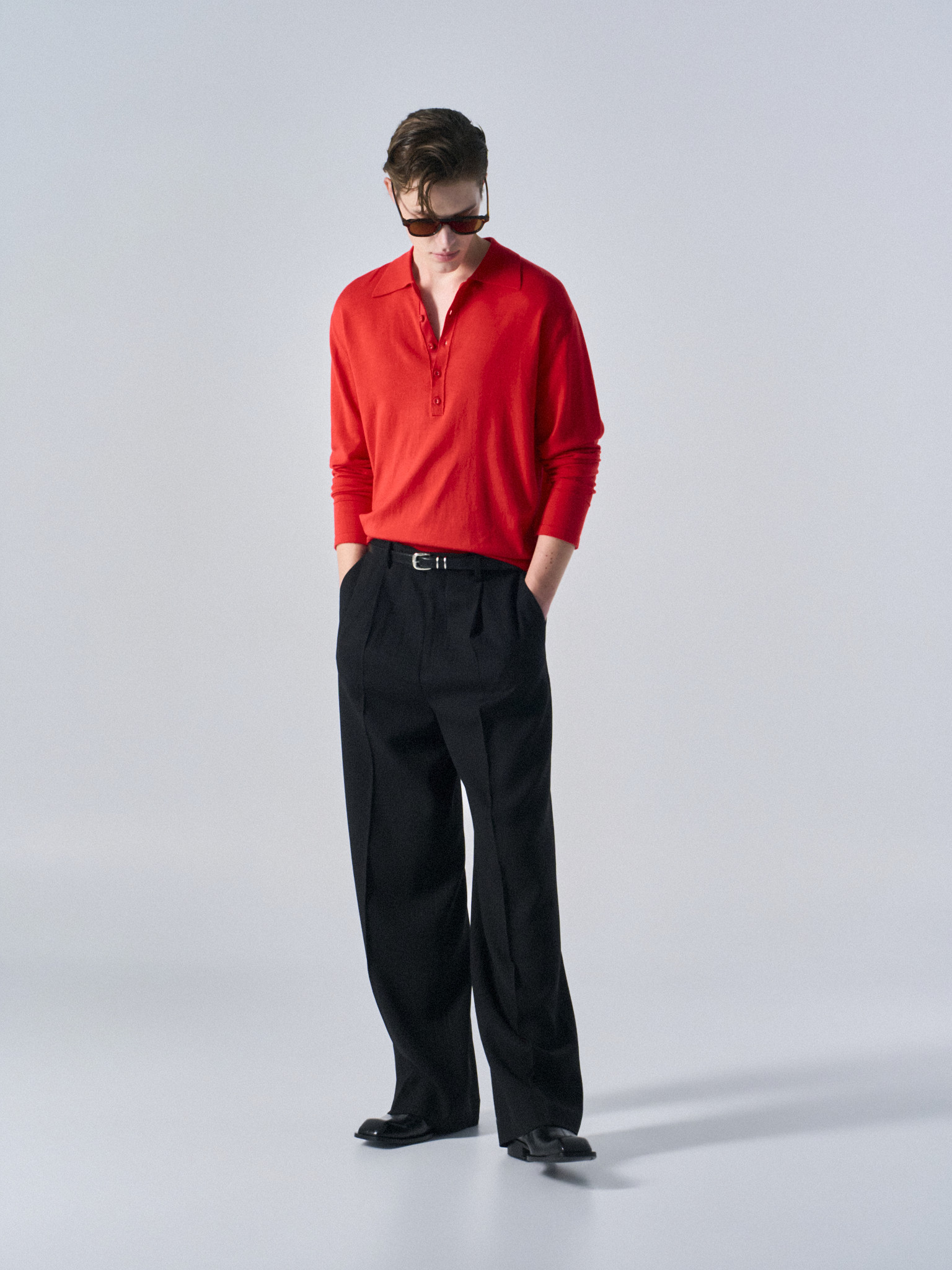 Corin contrast trim polo scarlet