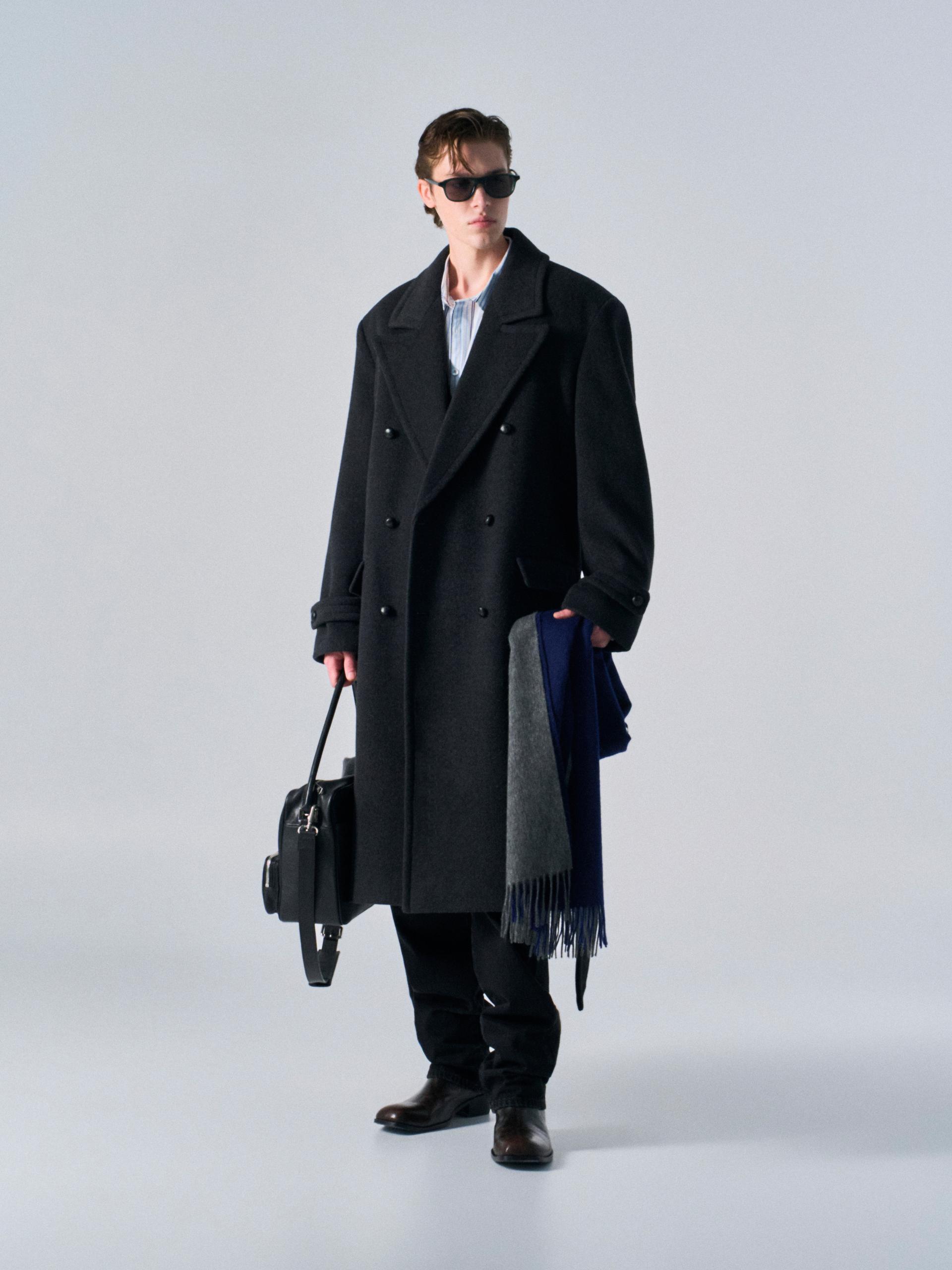 Corwin cashmere double-breasted coat charcoal