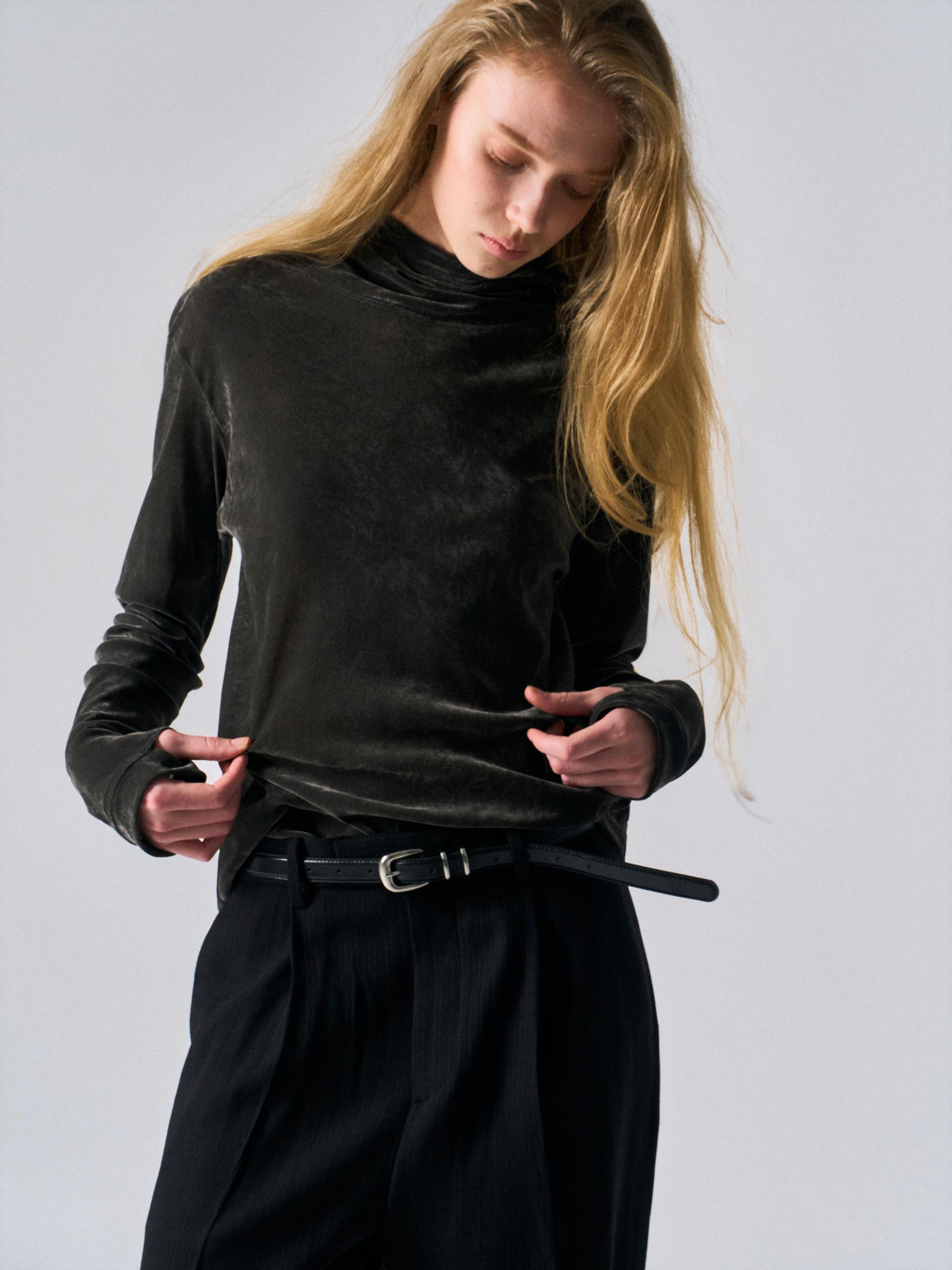 Sian high-wrap hoodie dusk coal