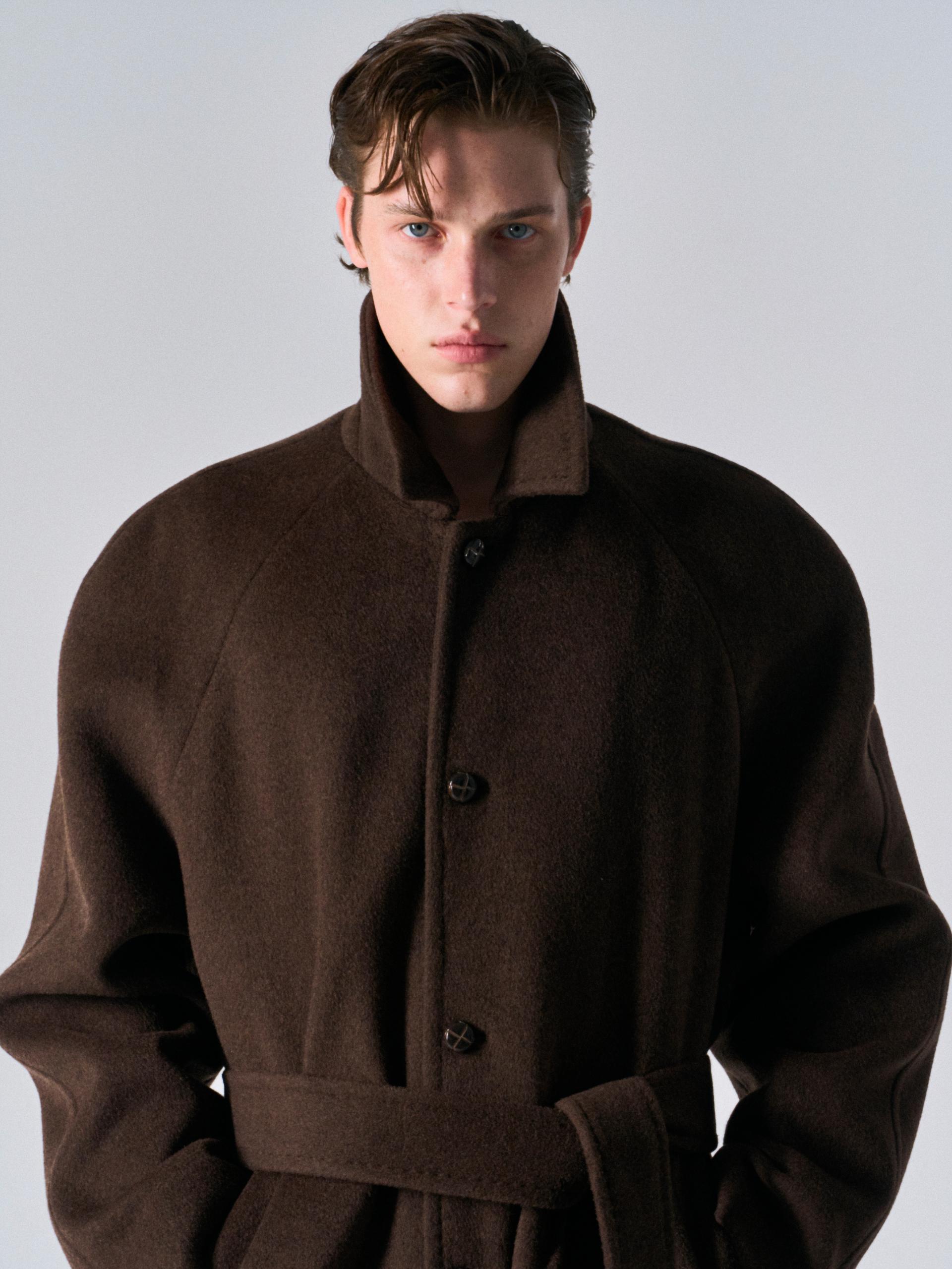 Lawton cashmere arch raglan coat cinnamon