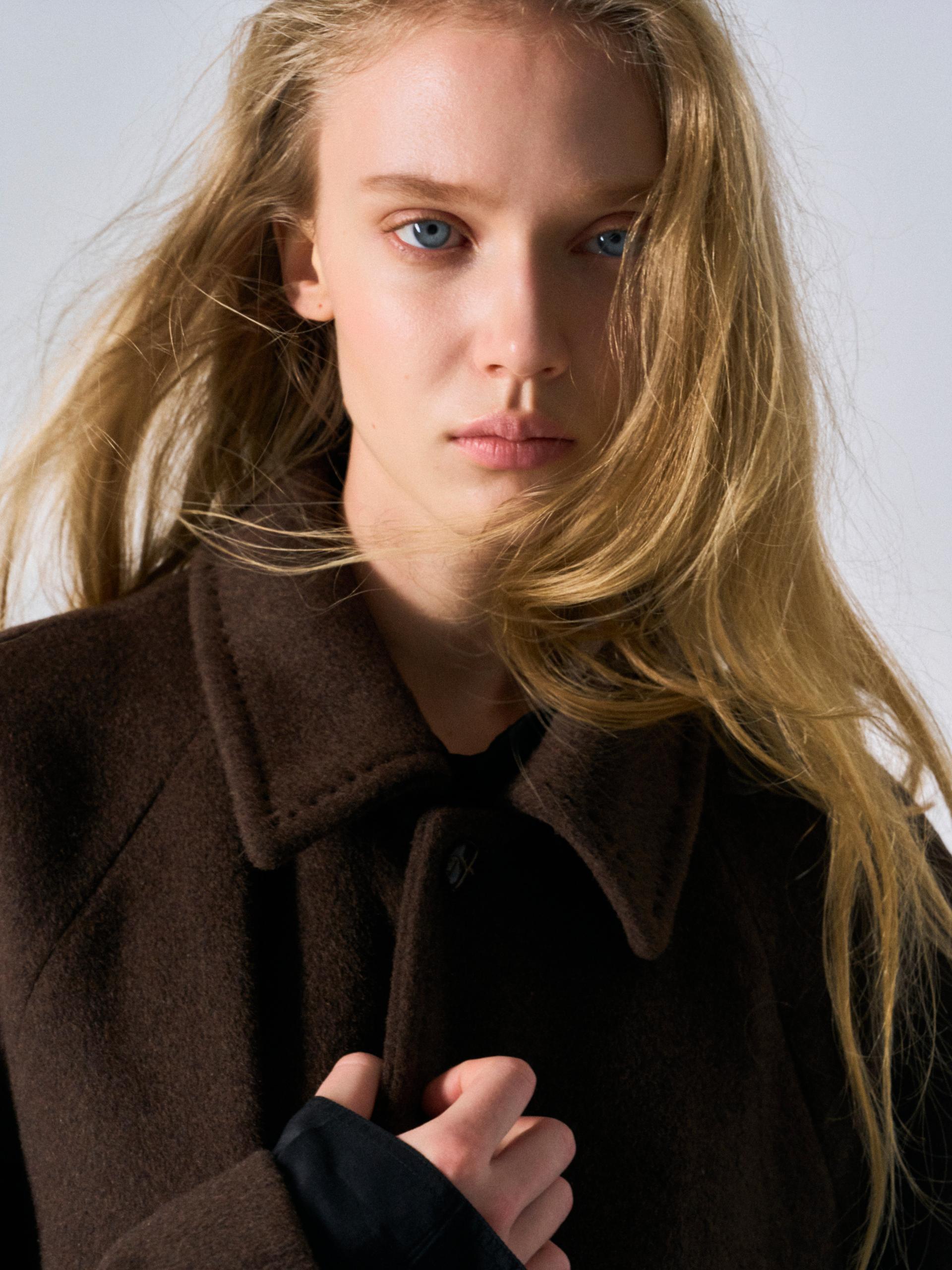 Lawton cashmere arch raglan coat cinnamon