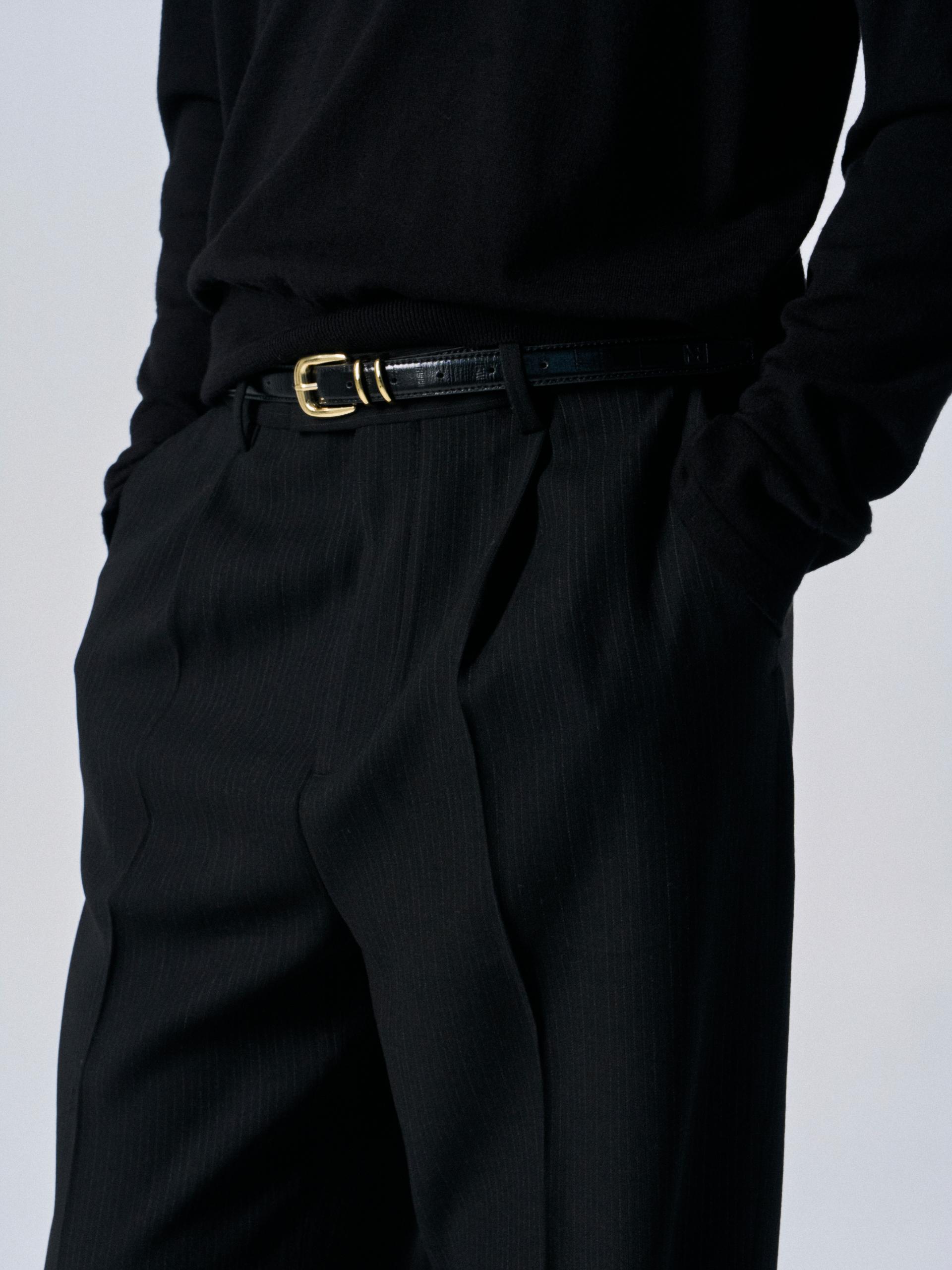 Orford pleat wide pants pin stripe