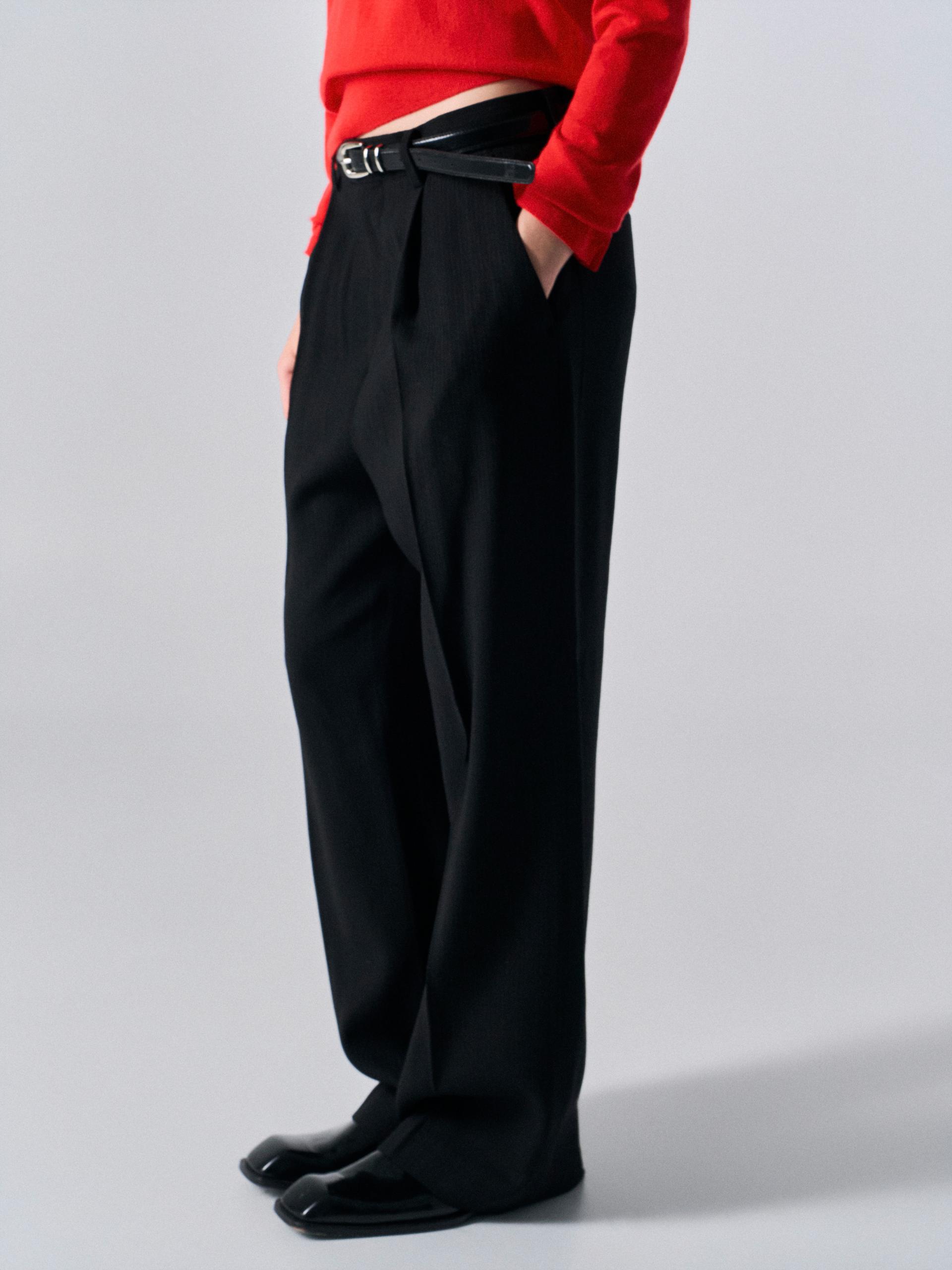 Orford pleat wide pants pin stripe