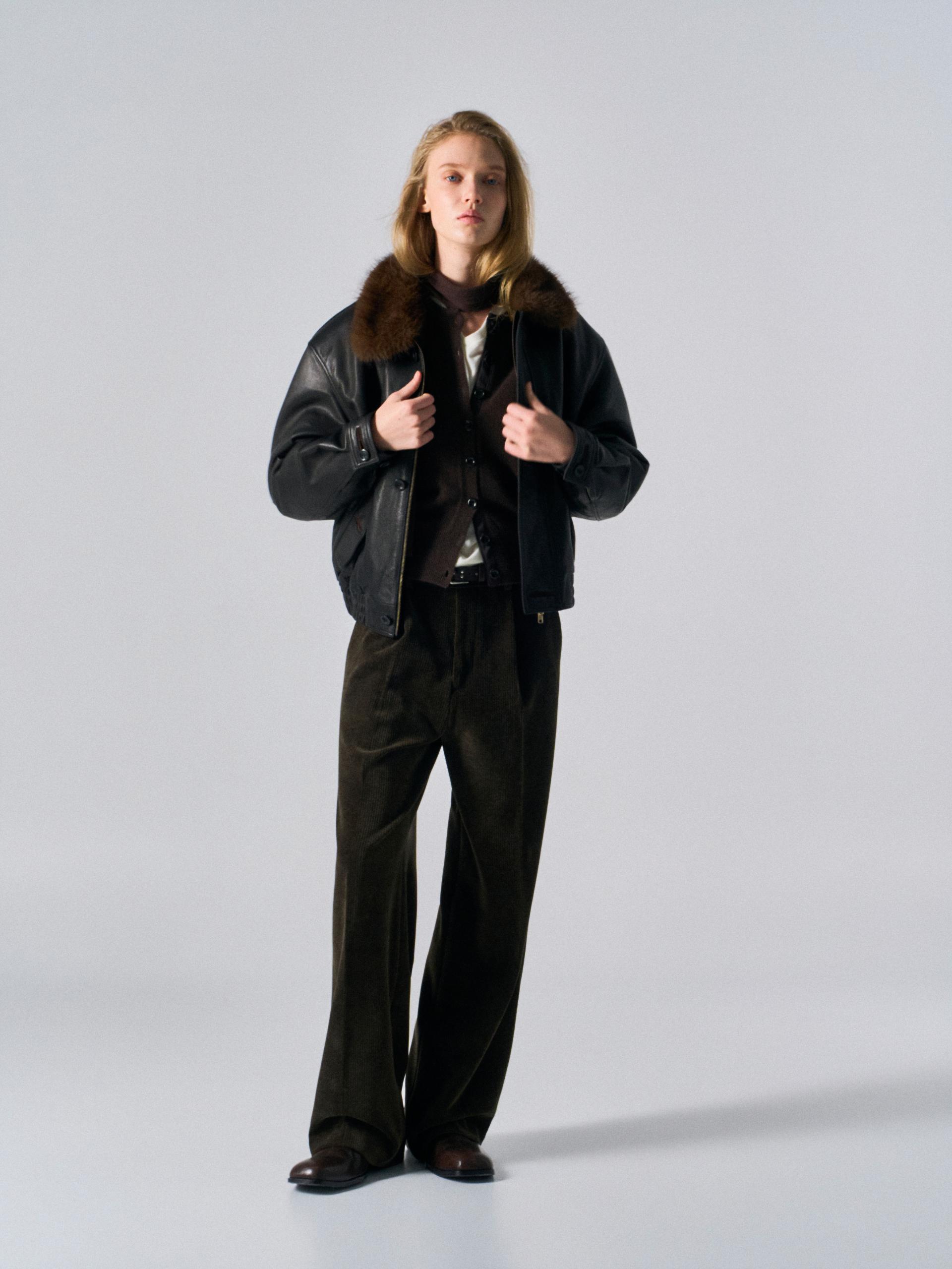 Afton padded leather jacket espresso