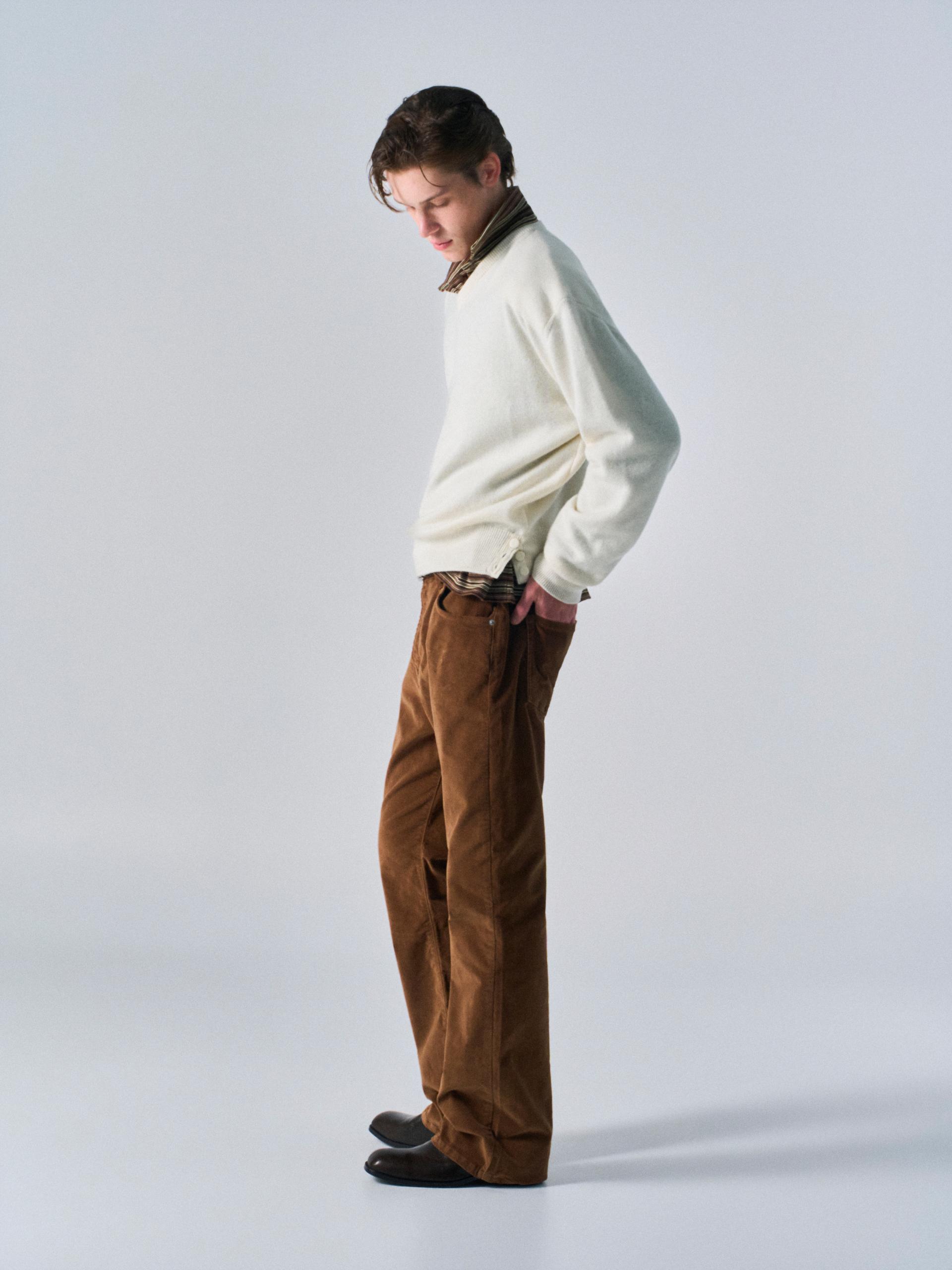 Rodd washed velvet bootcut jeans rust