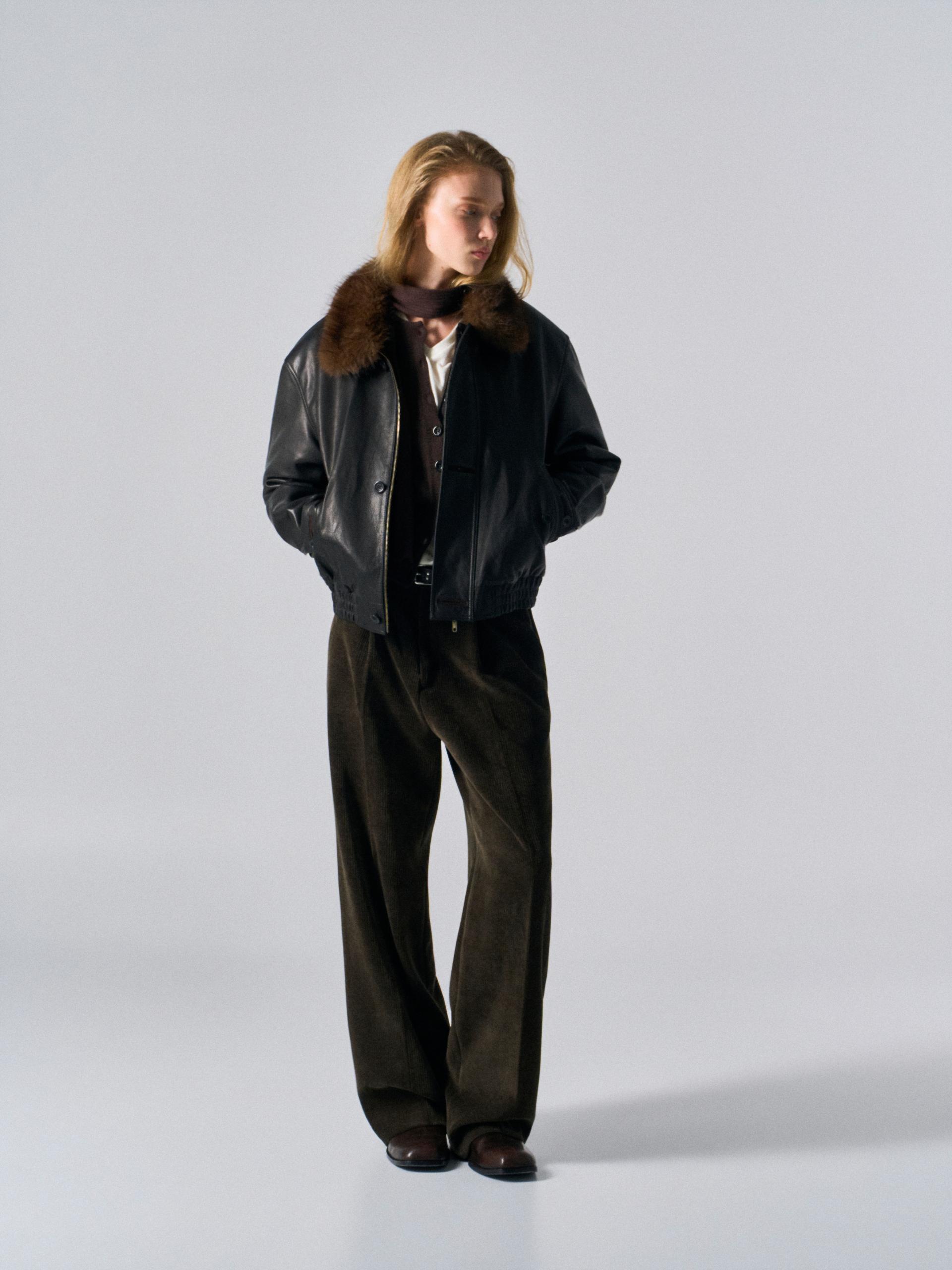 Afton padded leather jacket espresso