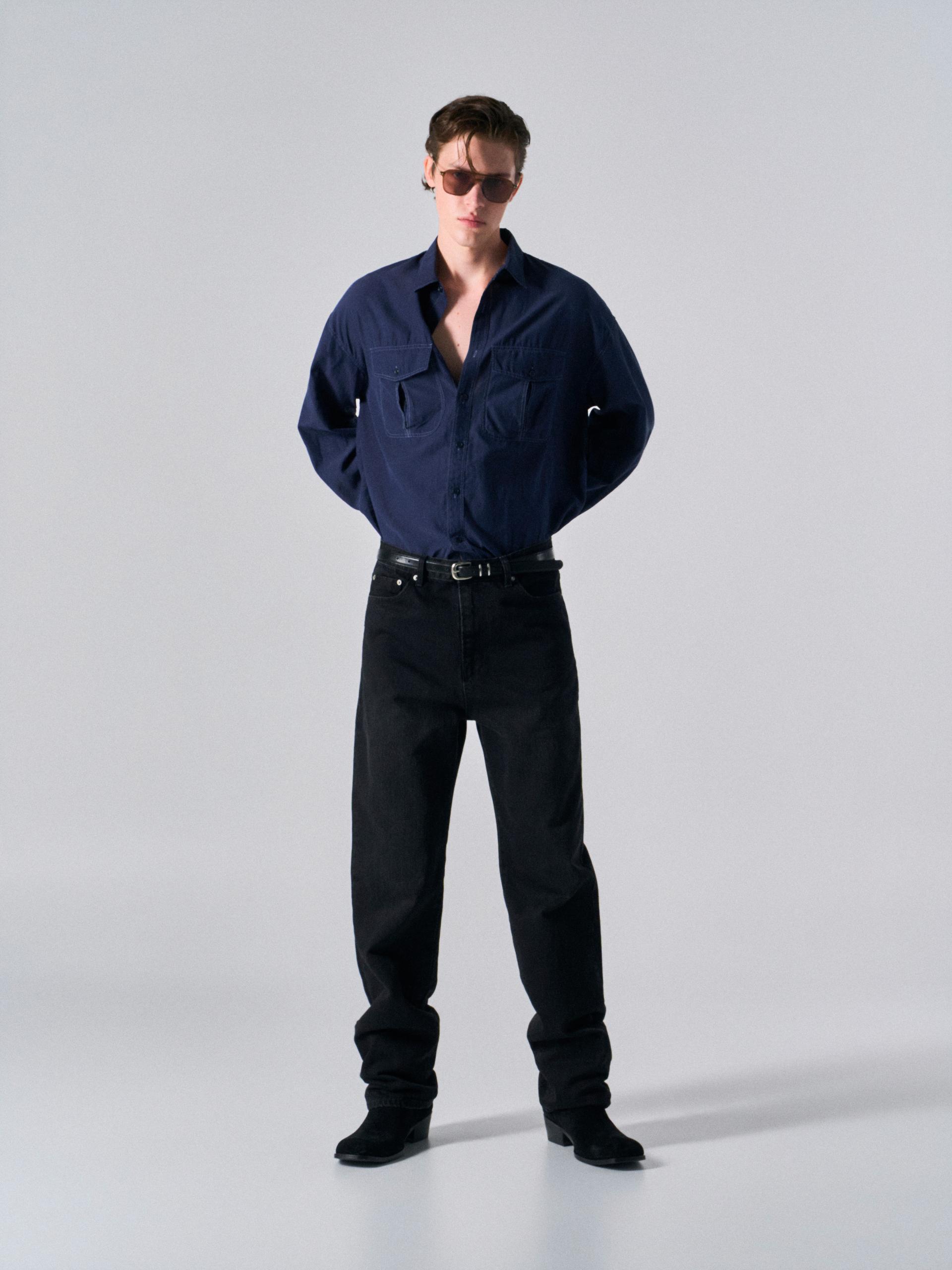 Astor silk shirt navy