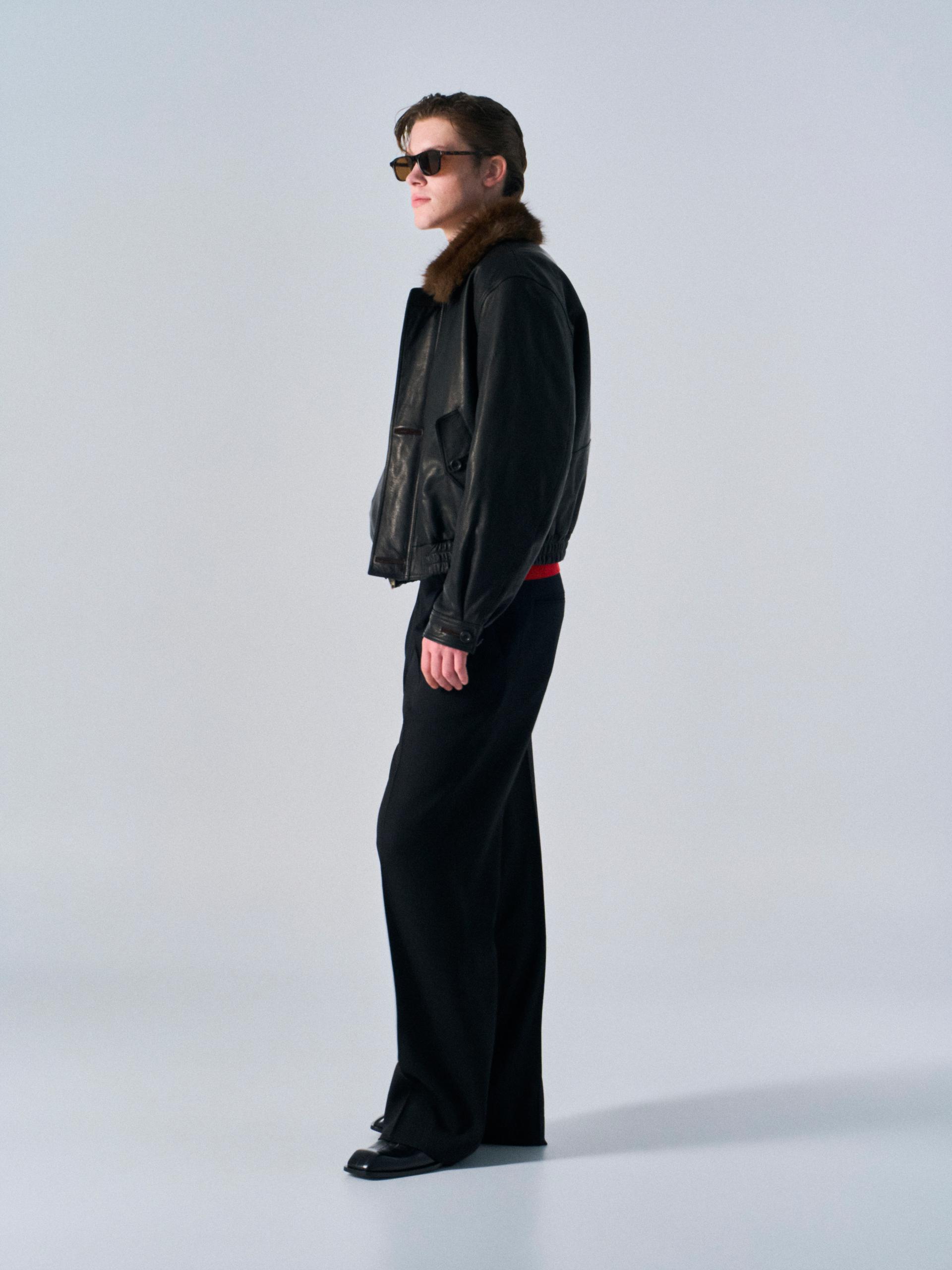 Afton padded leather jacket espresso