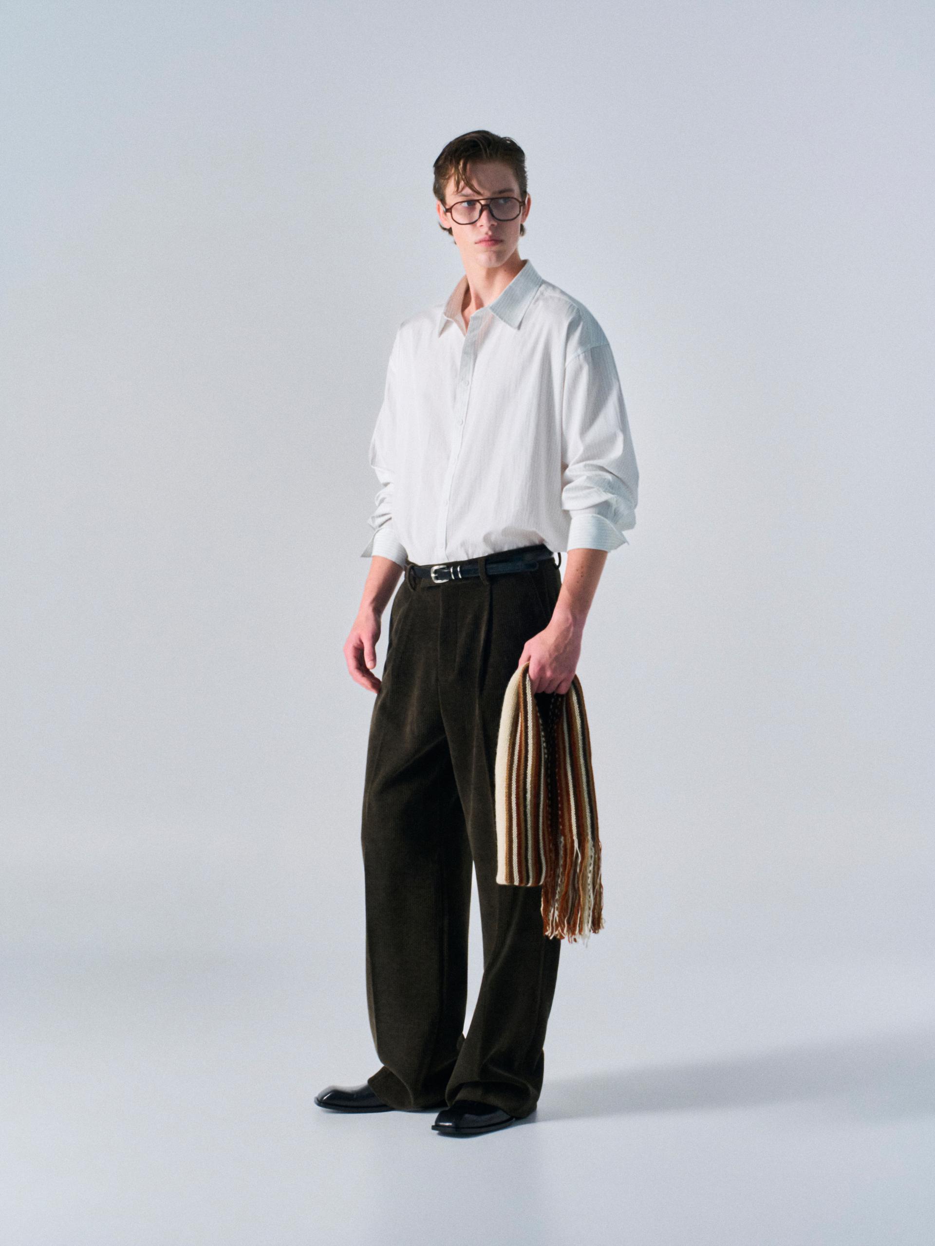 Orford pleat wide pants umber
