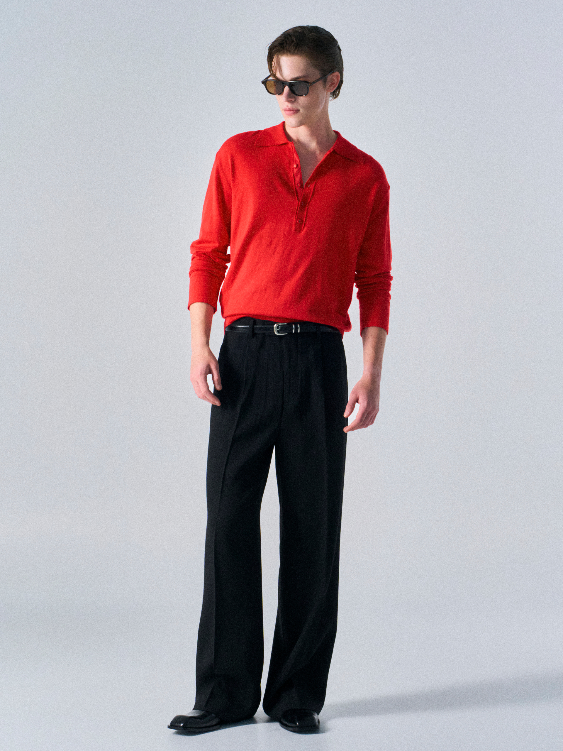 Corin contrast trim polo scarlet
