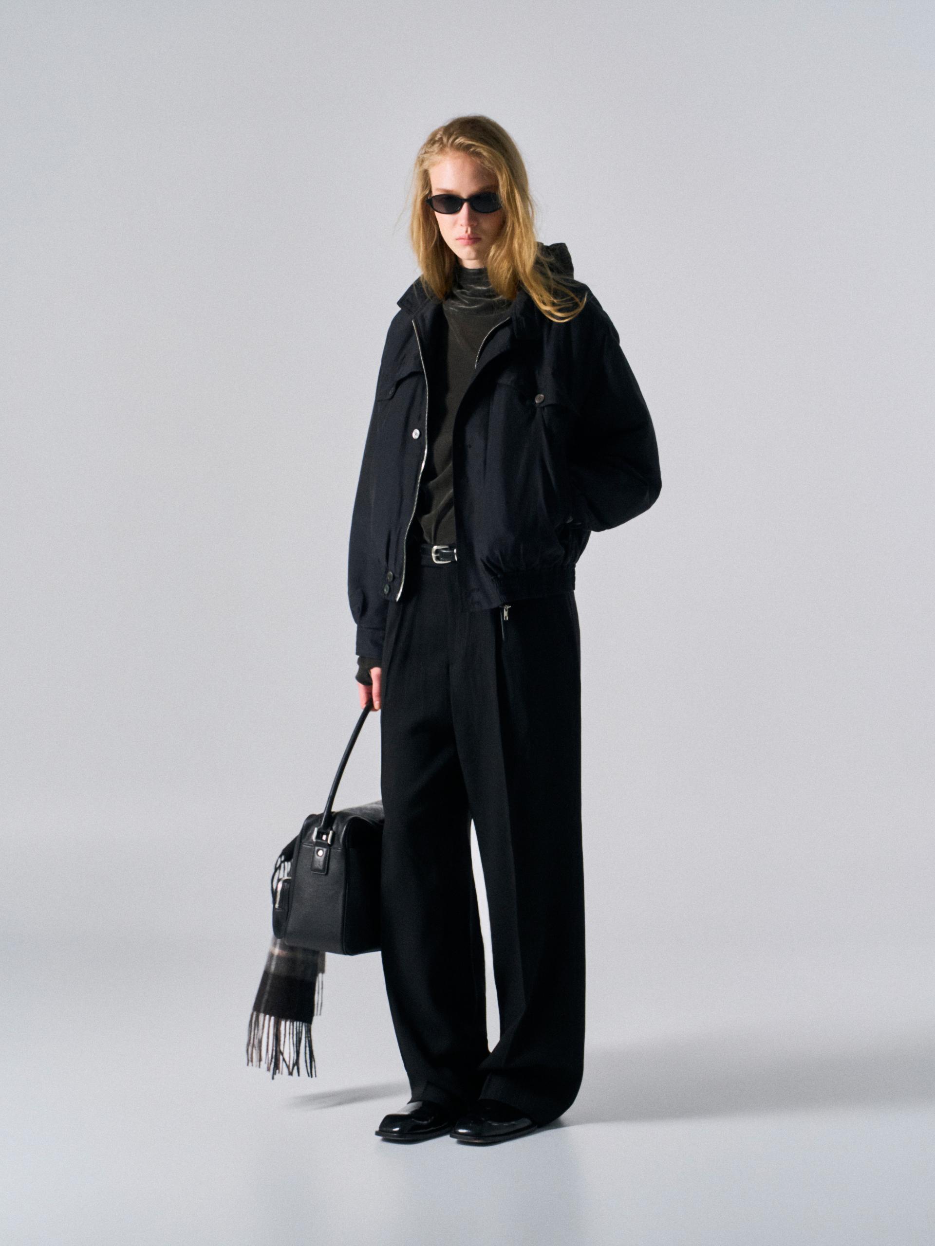 Cedric silk padded blouson black