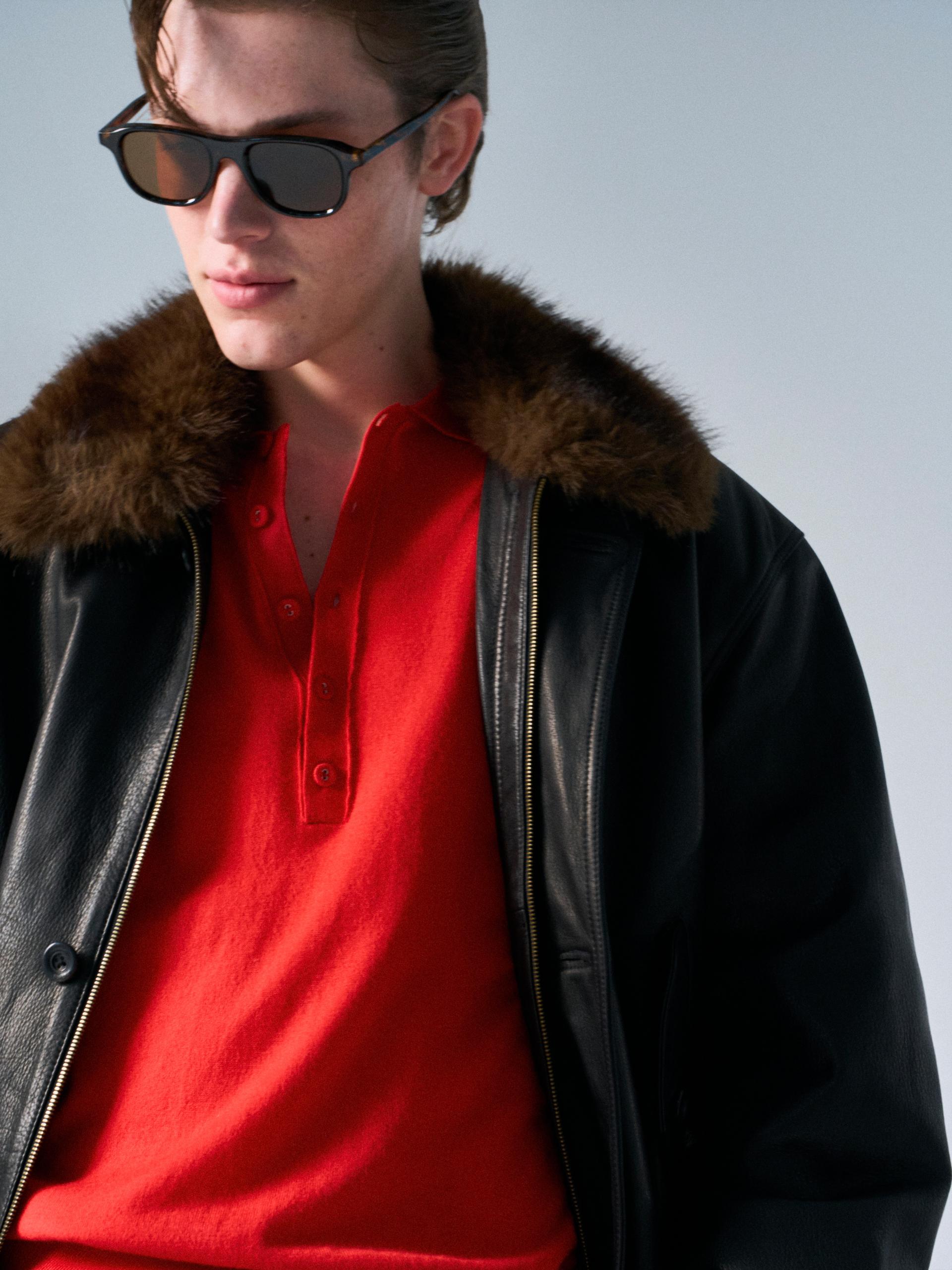 Afton padded leather jacket espresso