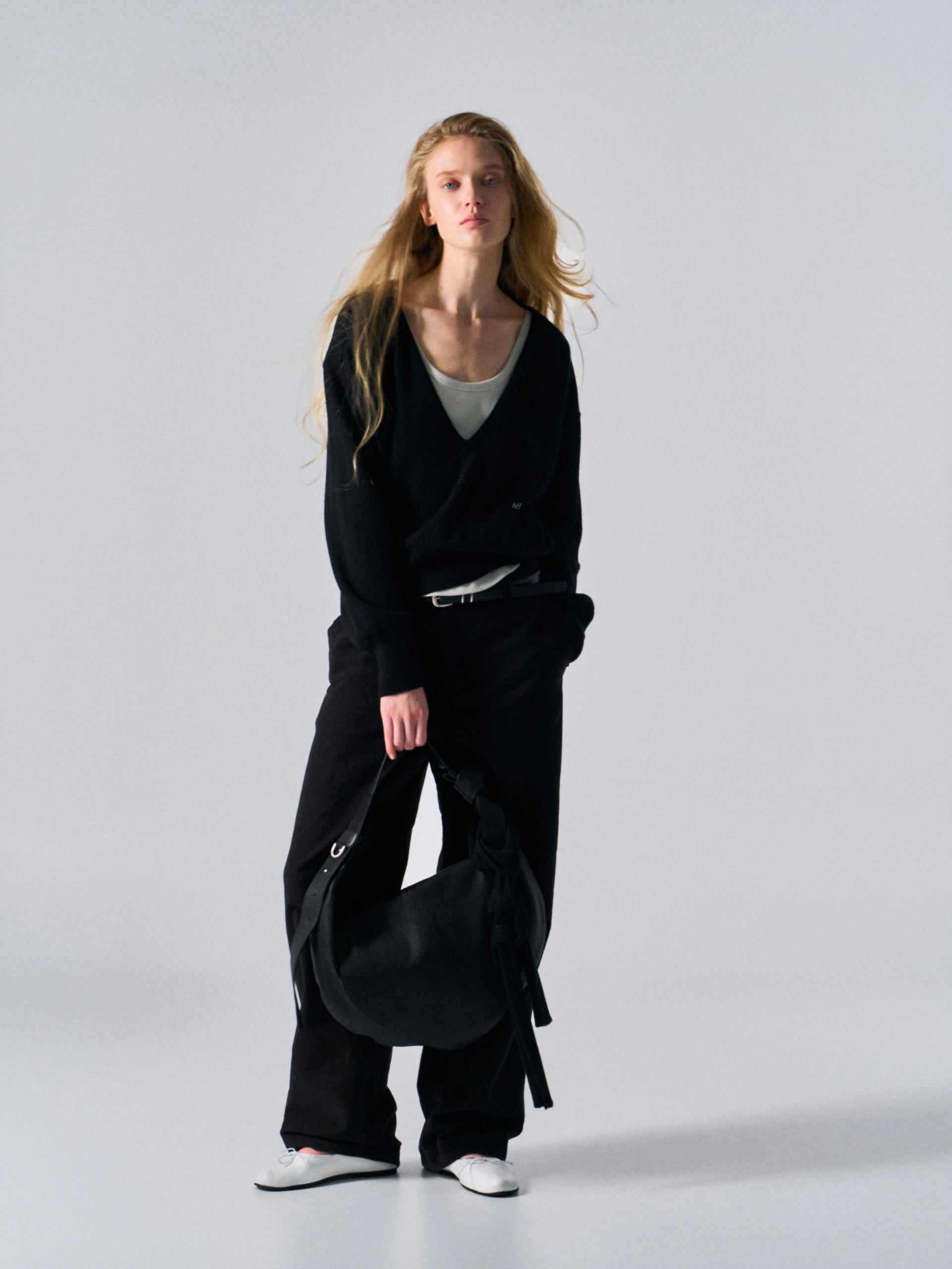 Welby washed cotton pants black