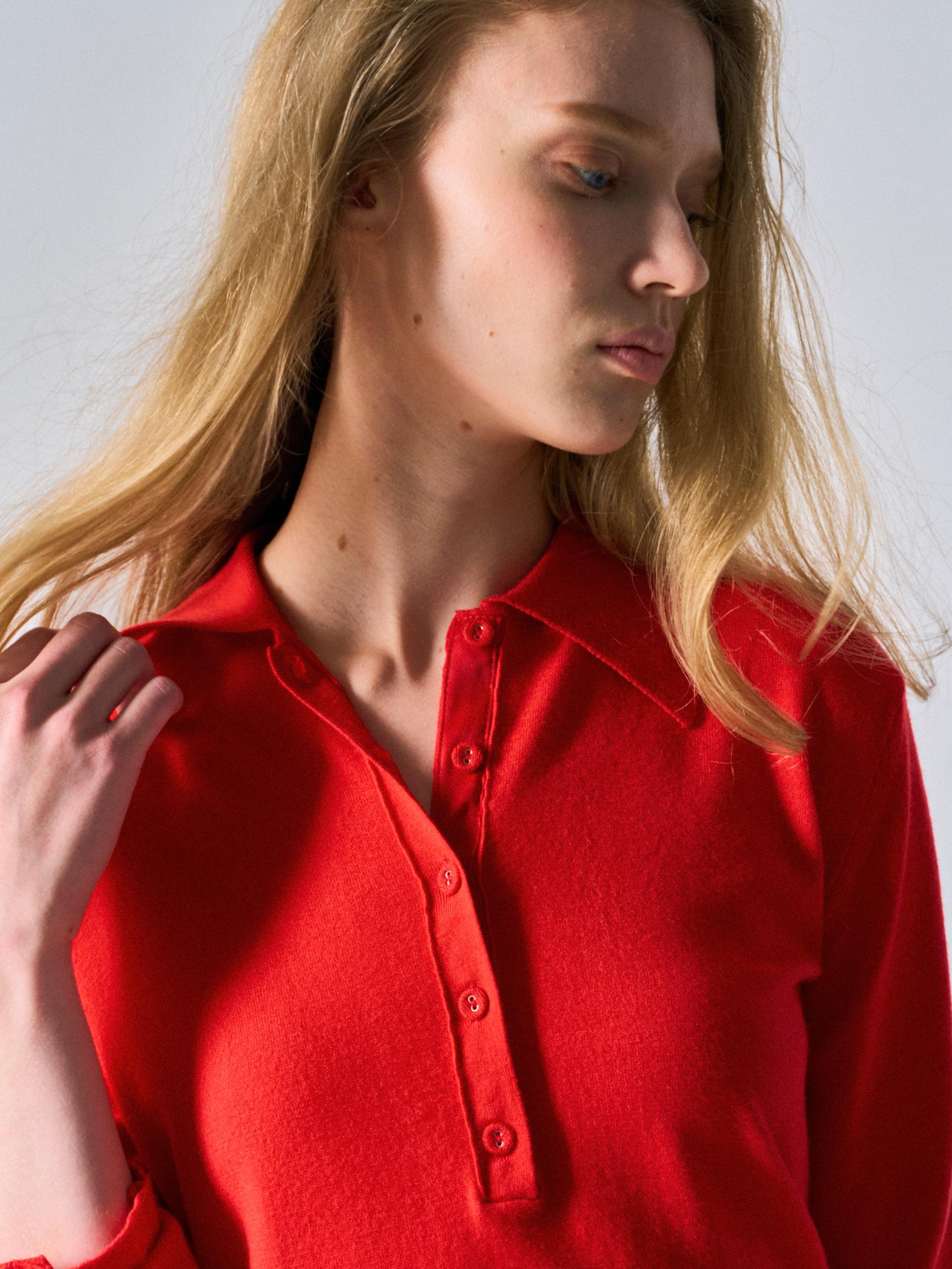 Corin contrast trim polo scarlet