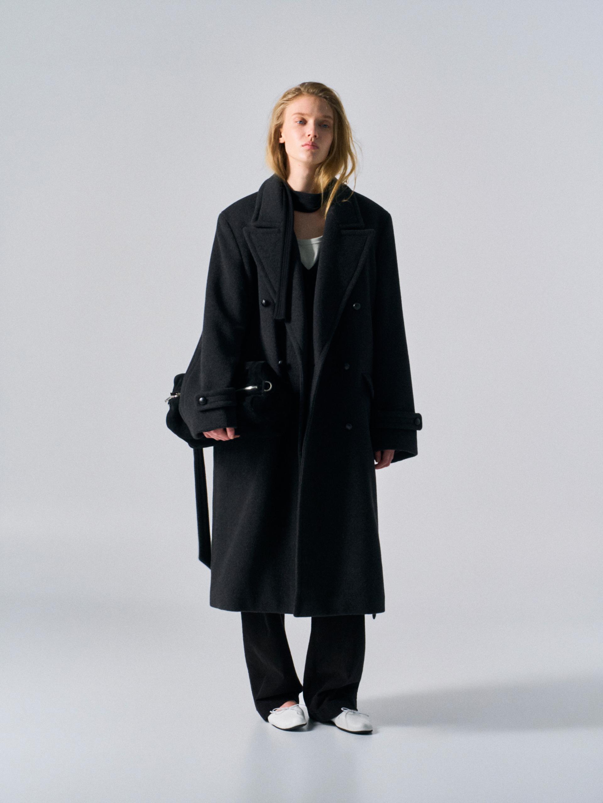Corwin cashmere double-breasted coat charcoal