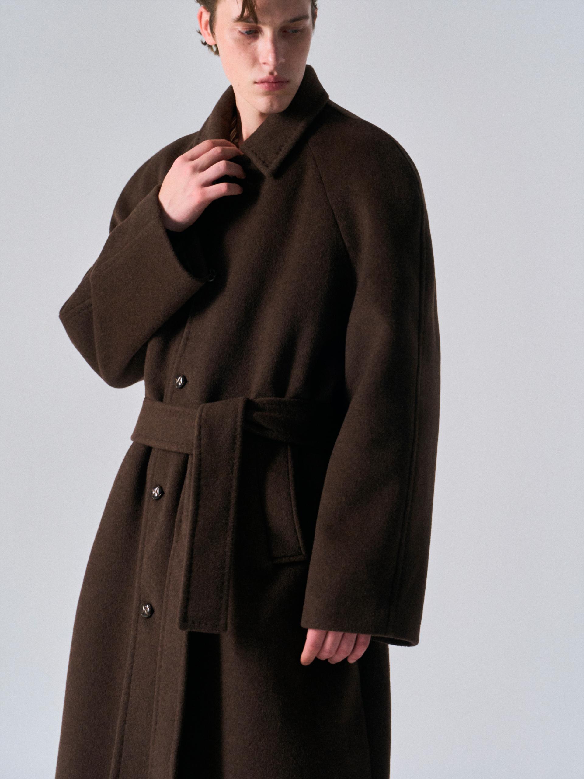 Lawton cashmere arch raglan coat cinnamon