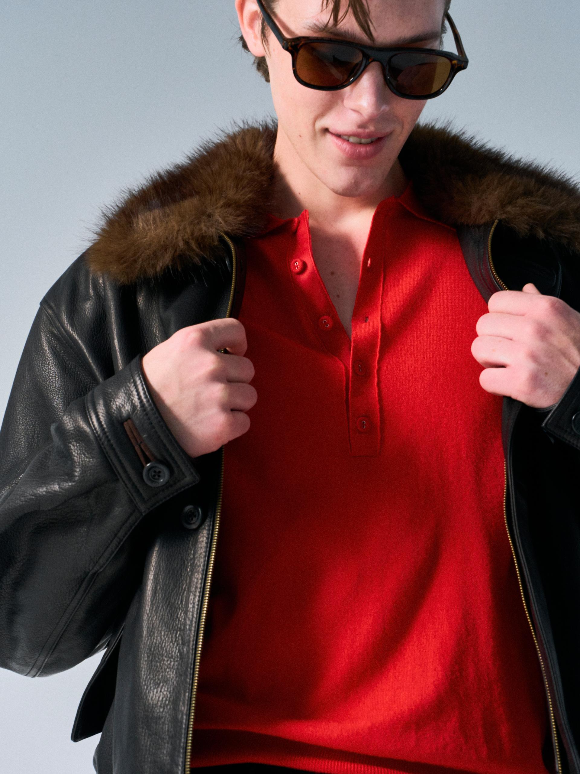 Afton padded leather jacket espresso