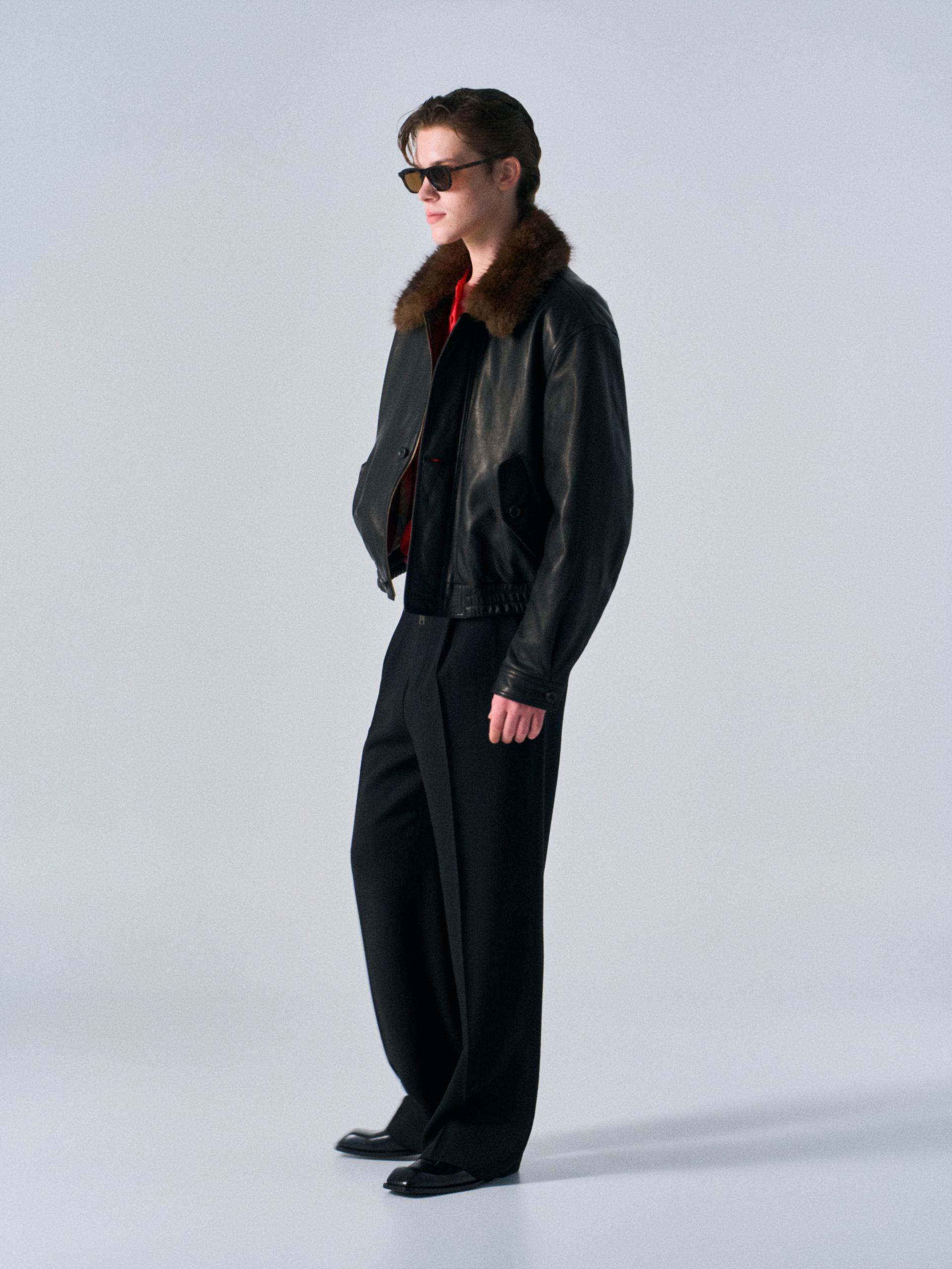 Afton padded leather jacket espresso