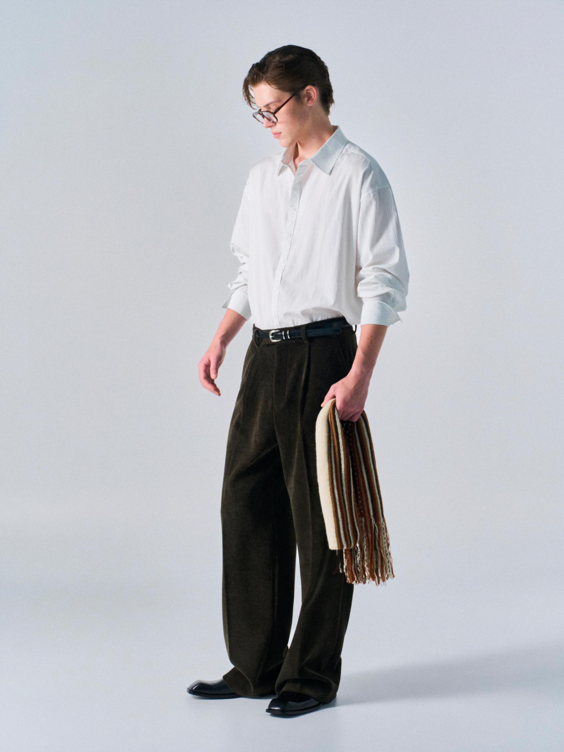 Orford pleat wide pants umber