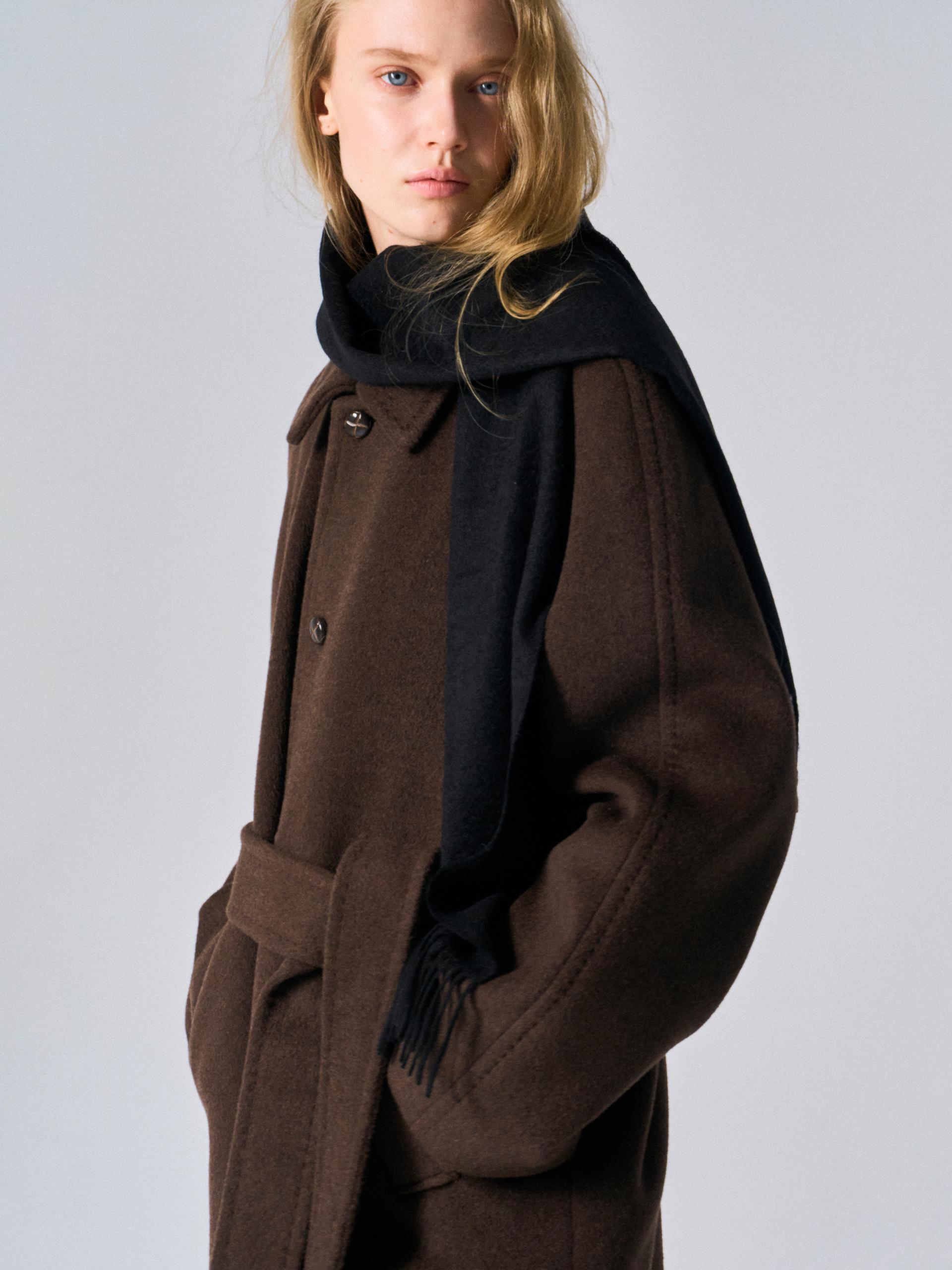 Lawton cashmere arch raglan coat cinnamon