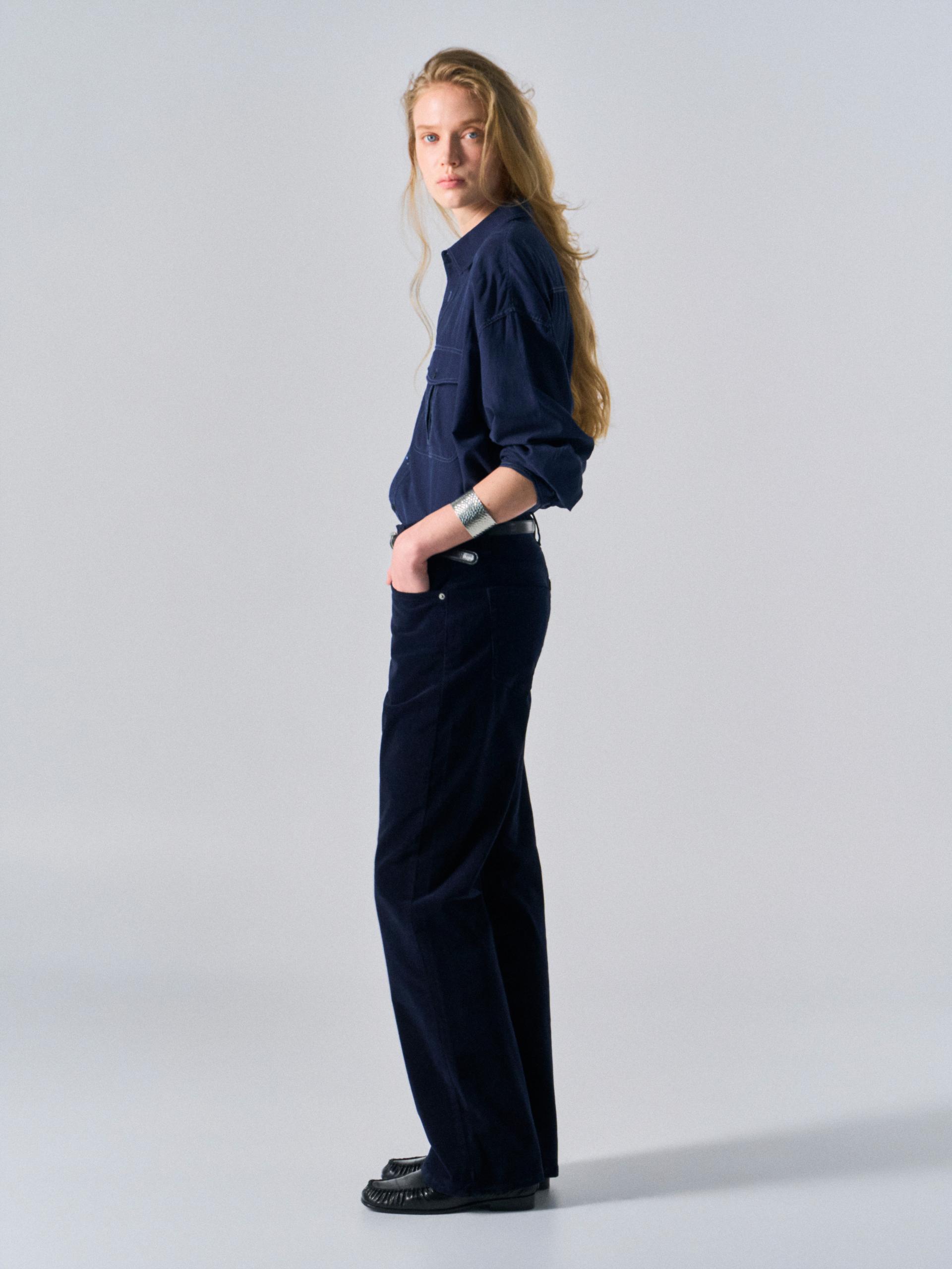 Rodd washed velvet bootcut jeans midnight