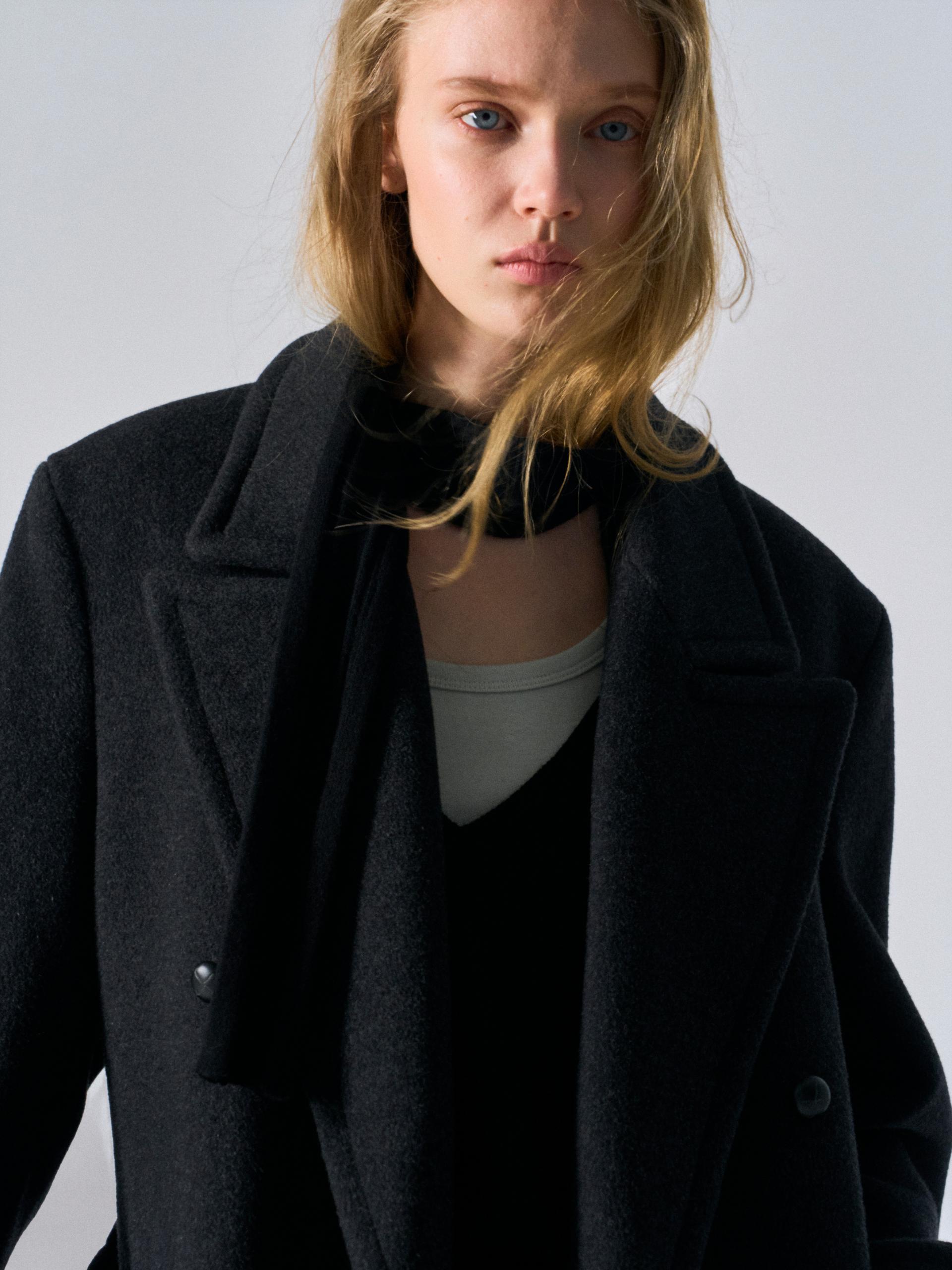 Corwin cashmere double-breasted coat charcoal