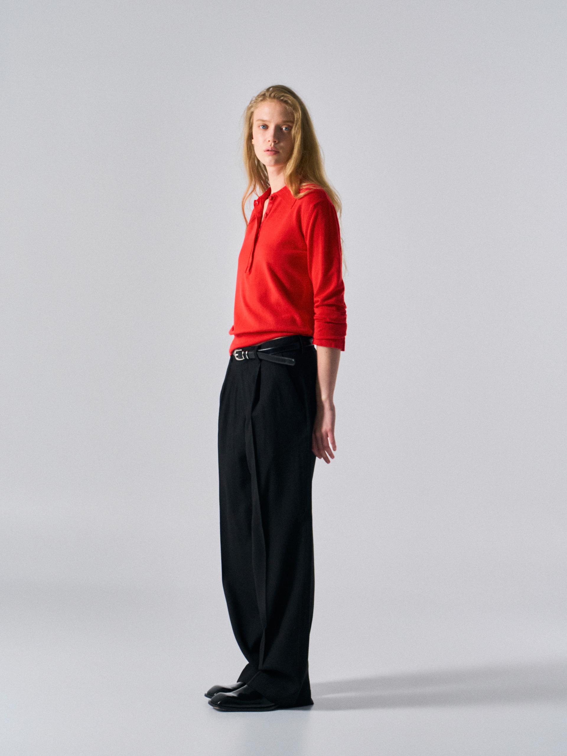 Corin contrast trim polo scarlet