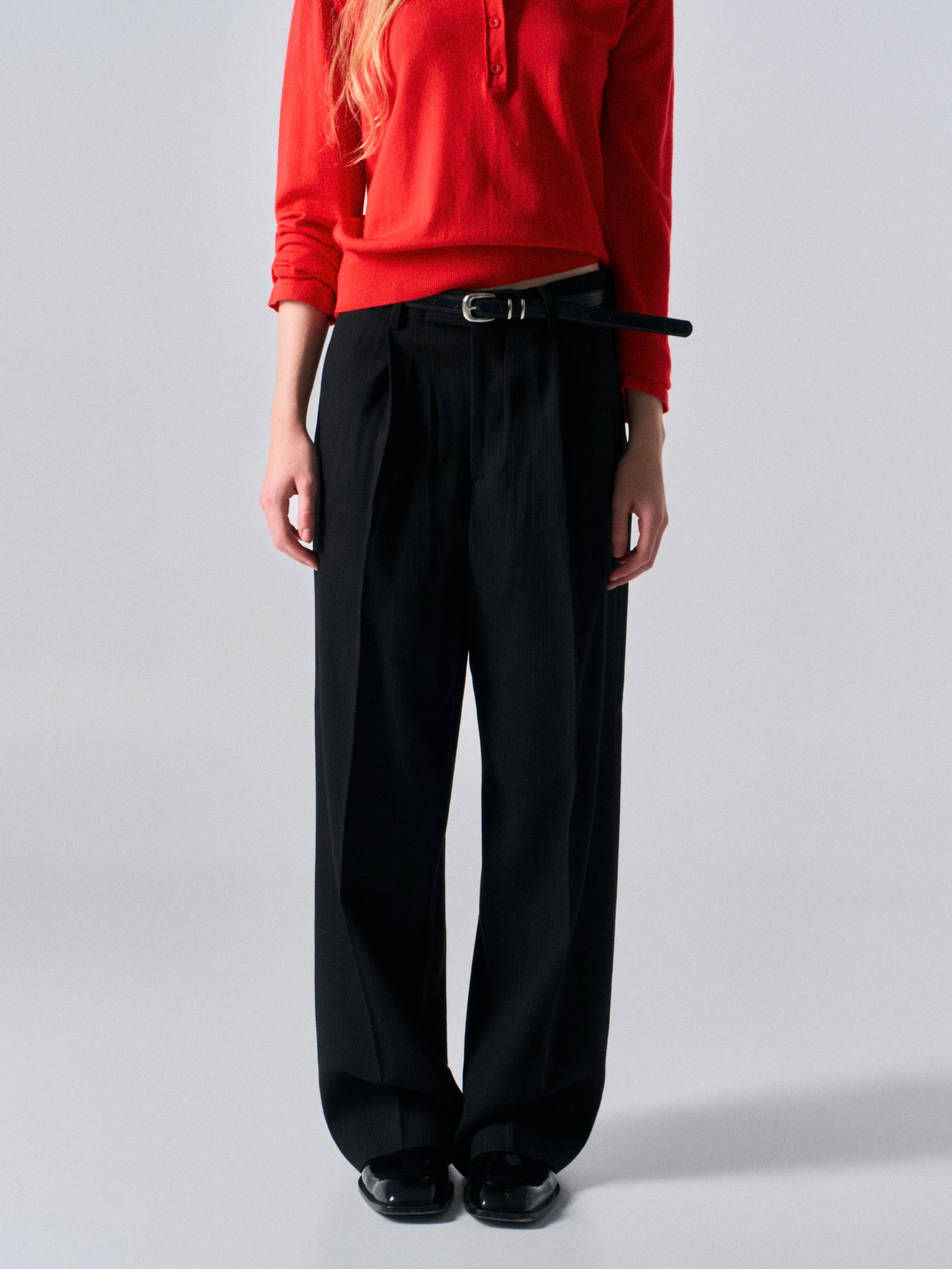 Orford pleat wide pants pin stripe