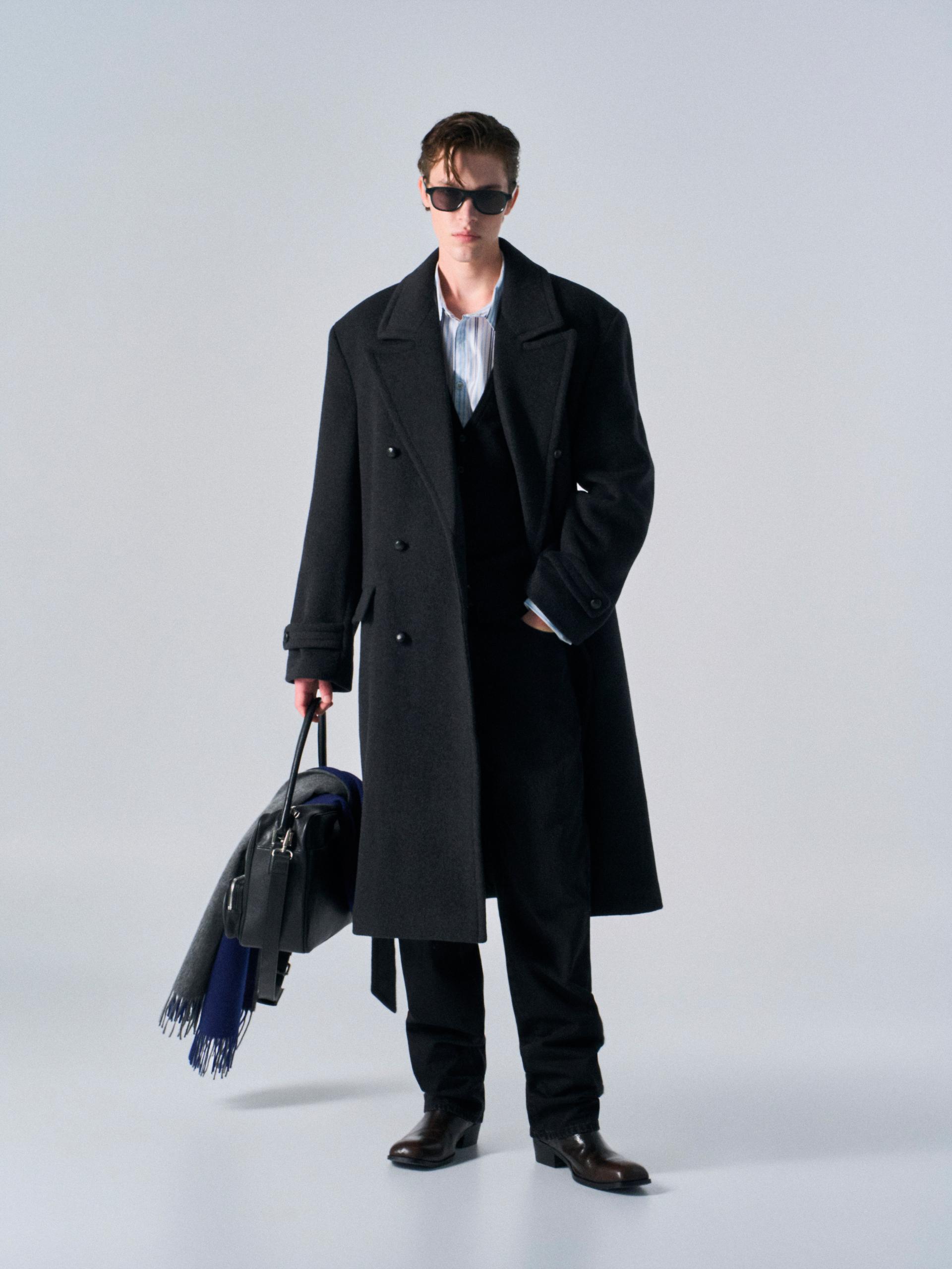 Corwin cashmere double-breasted coat charcoal