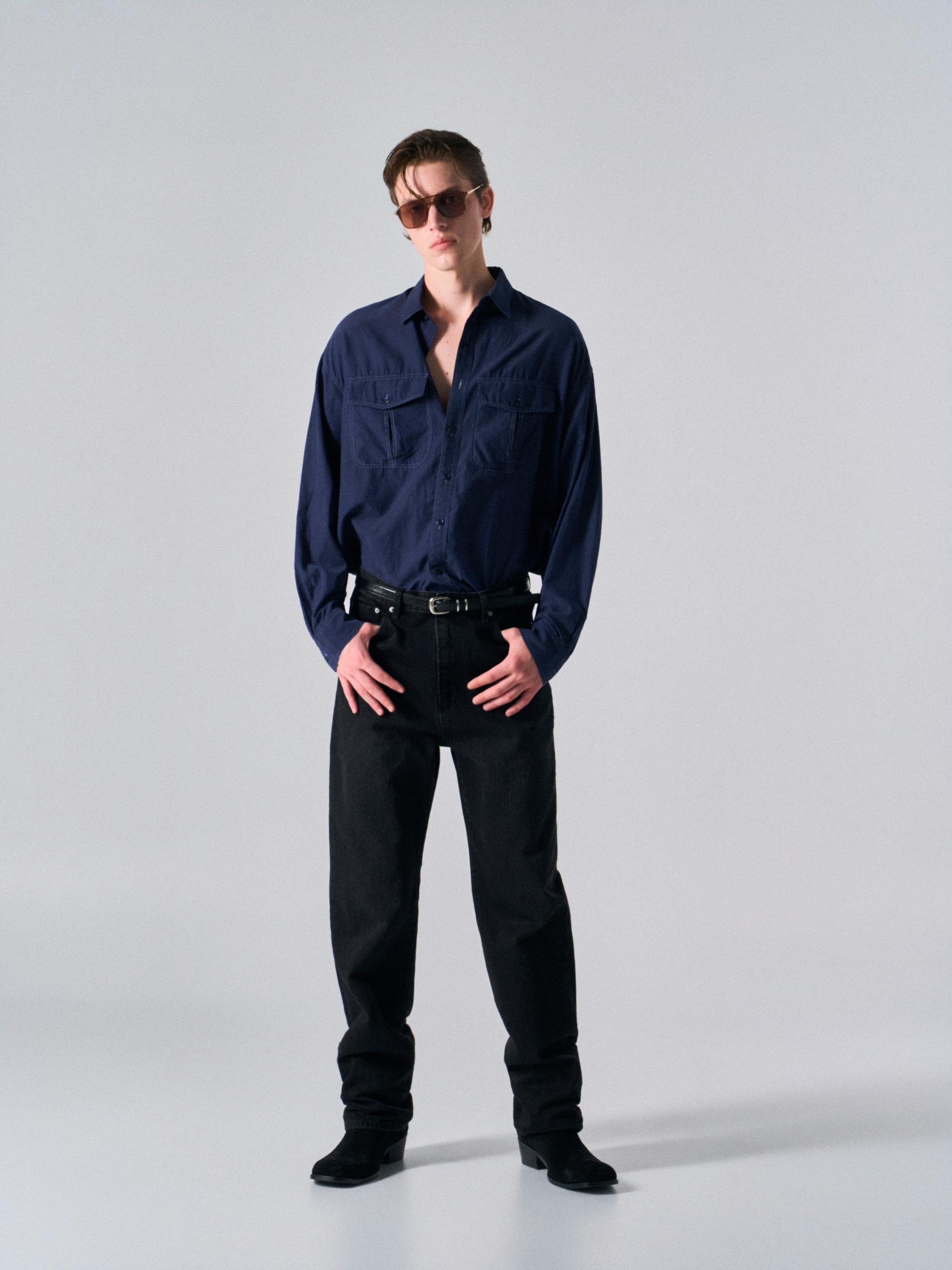 Astor silk shirt navy
