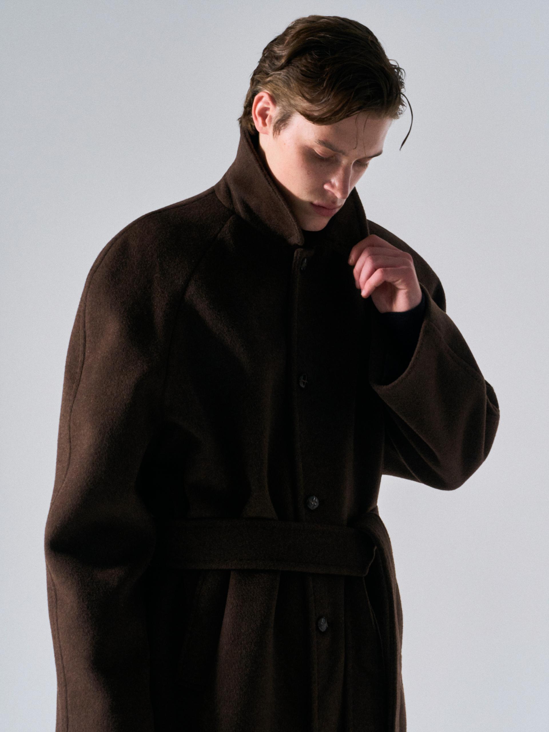 Lawton cashmere arch raglan coat cinnamon