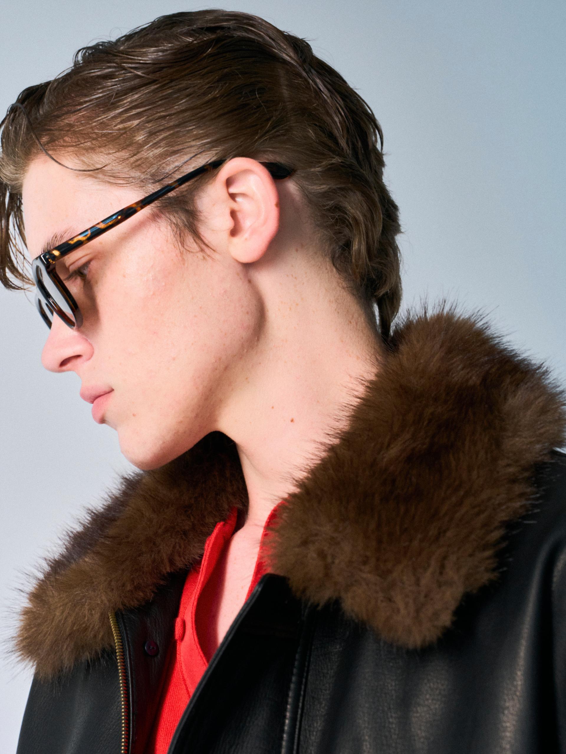 Afton padded leather jacket espresso