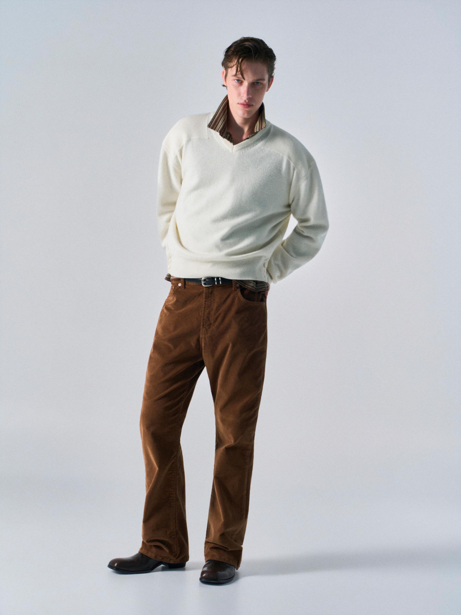 Rodd washed velvet bootcut jeans rust