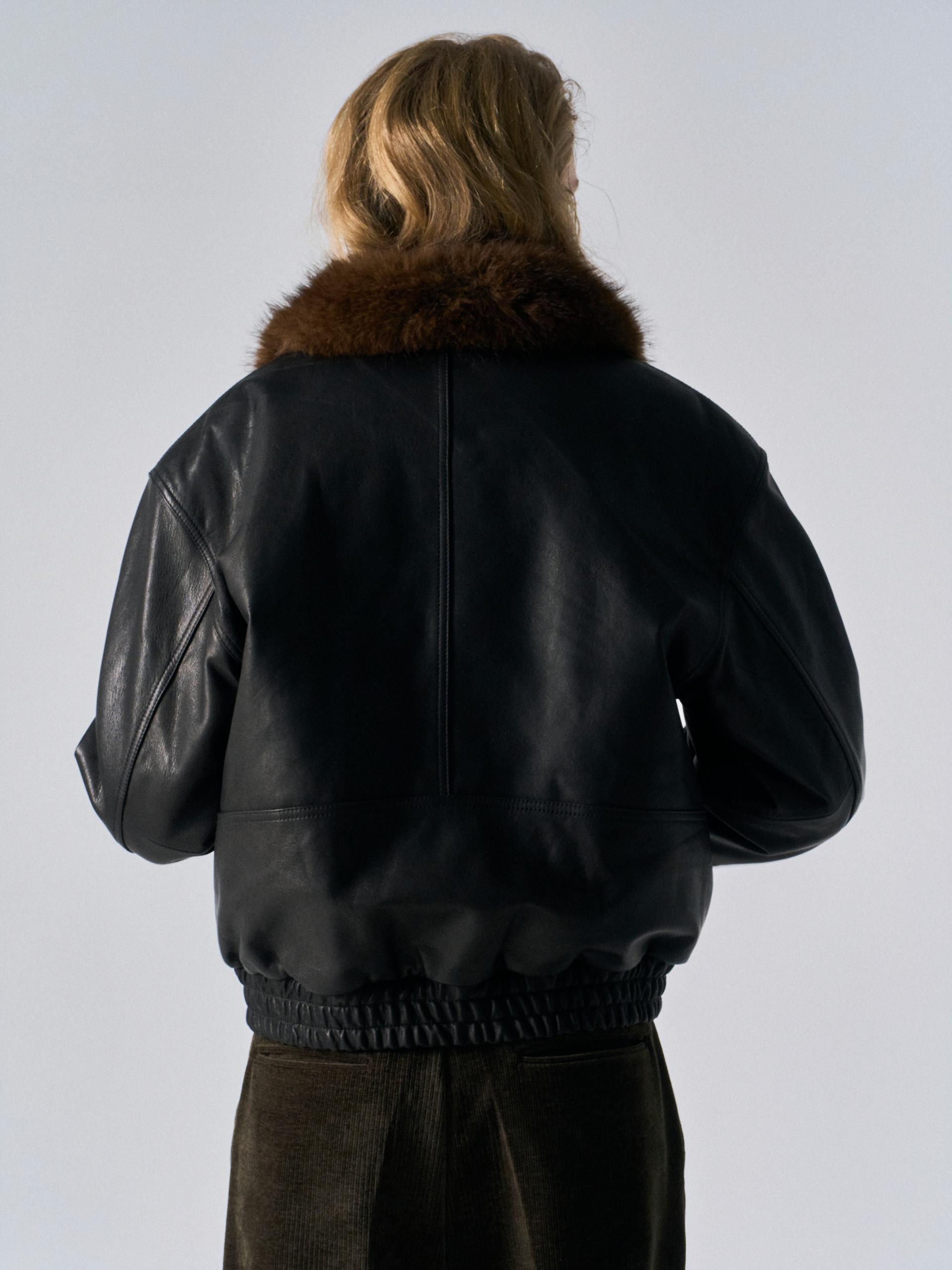 Afton padded leather jacket espresso