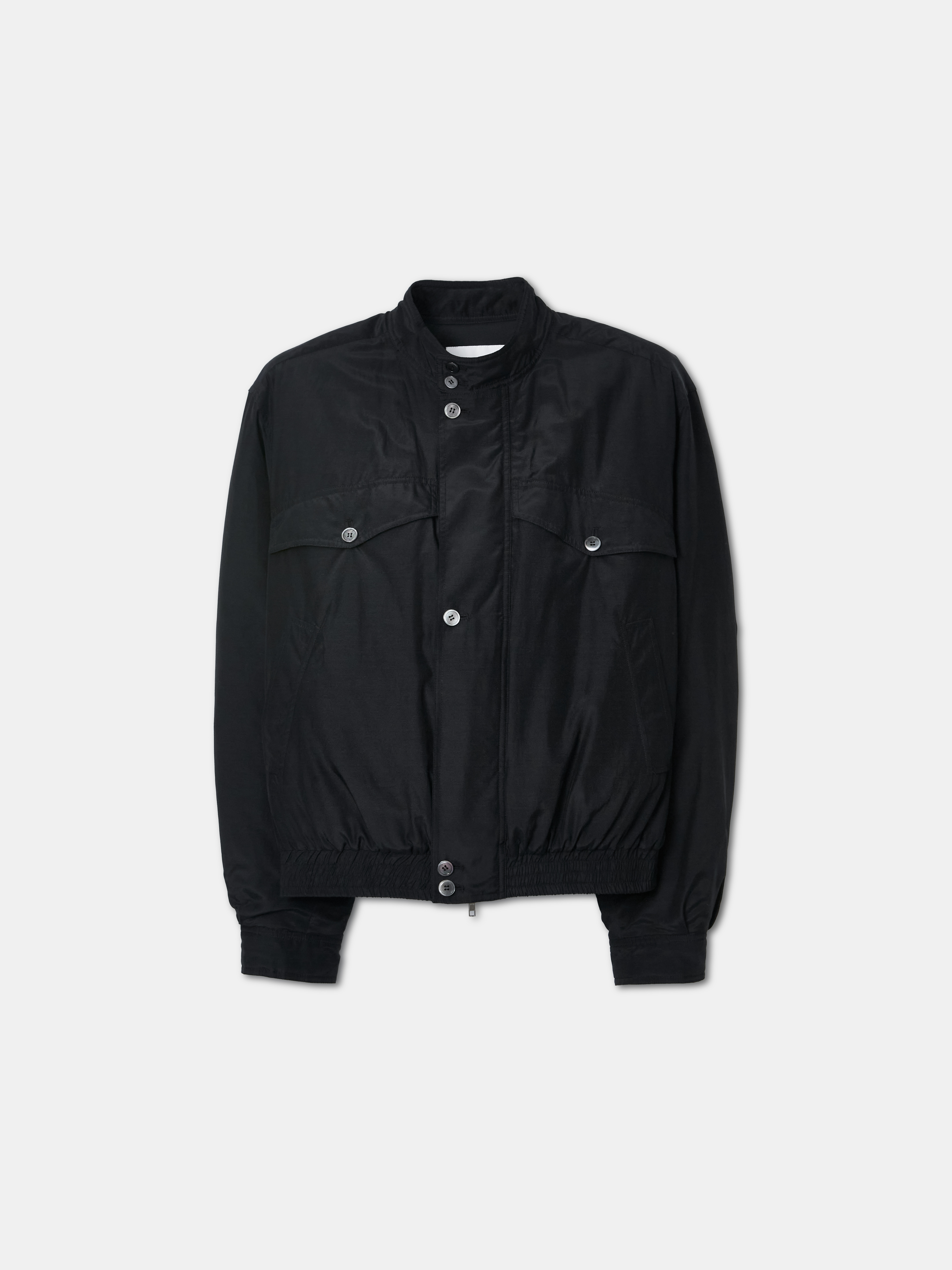 Cedric funnel-neck silk blouson black