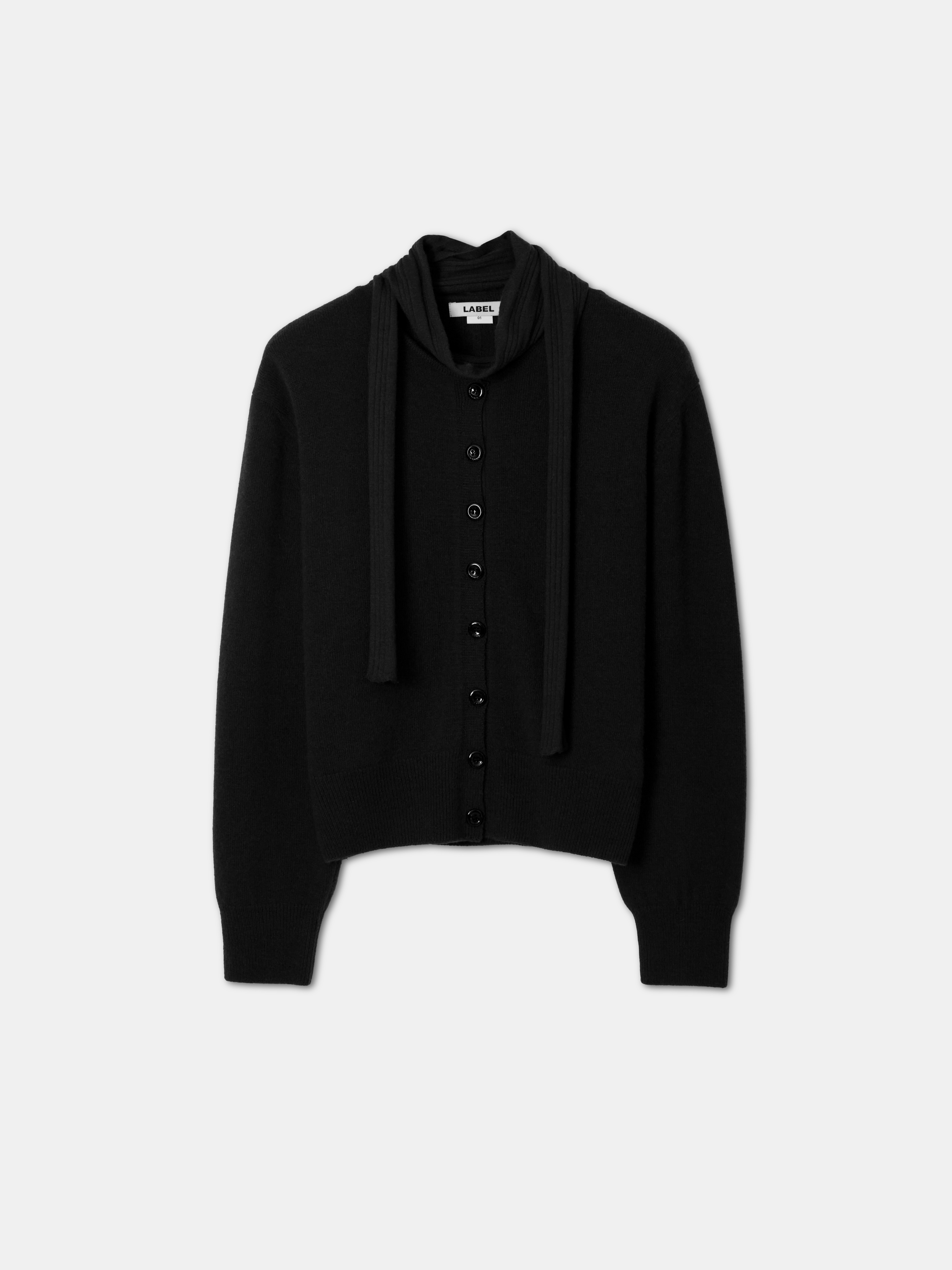 Lou border scarf cardigan black