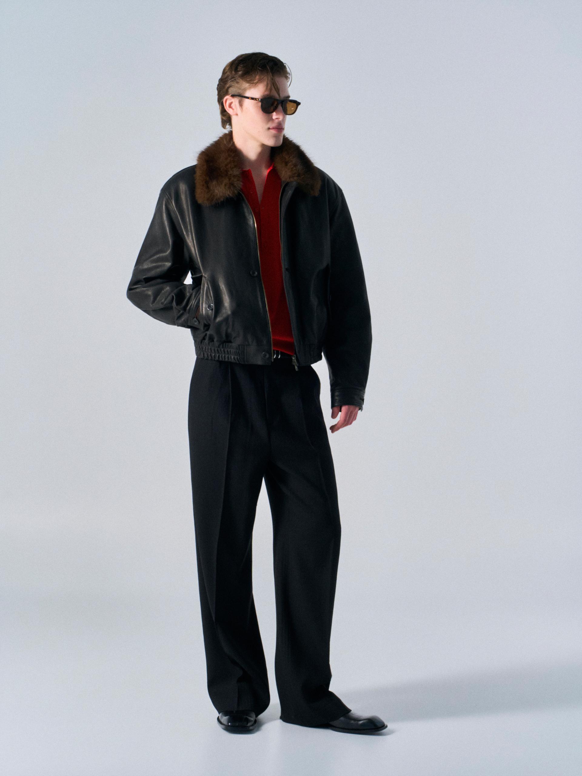 Afton padded leather jacket espresso