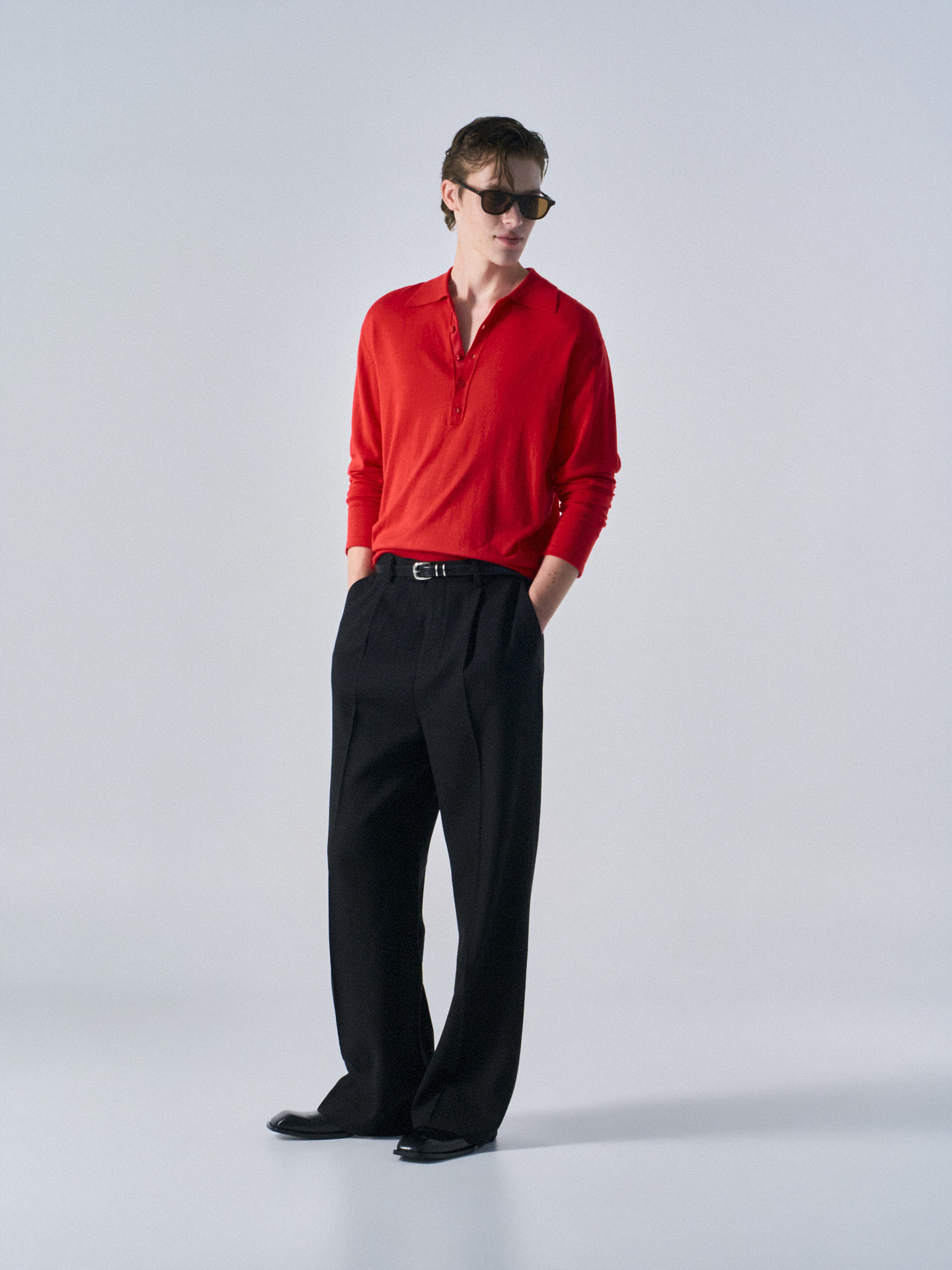 Corin contrast trim polo scarlet