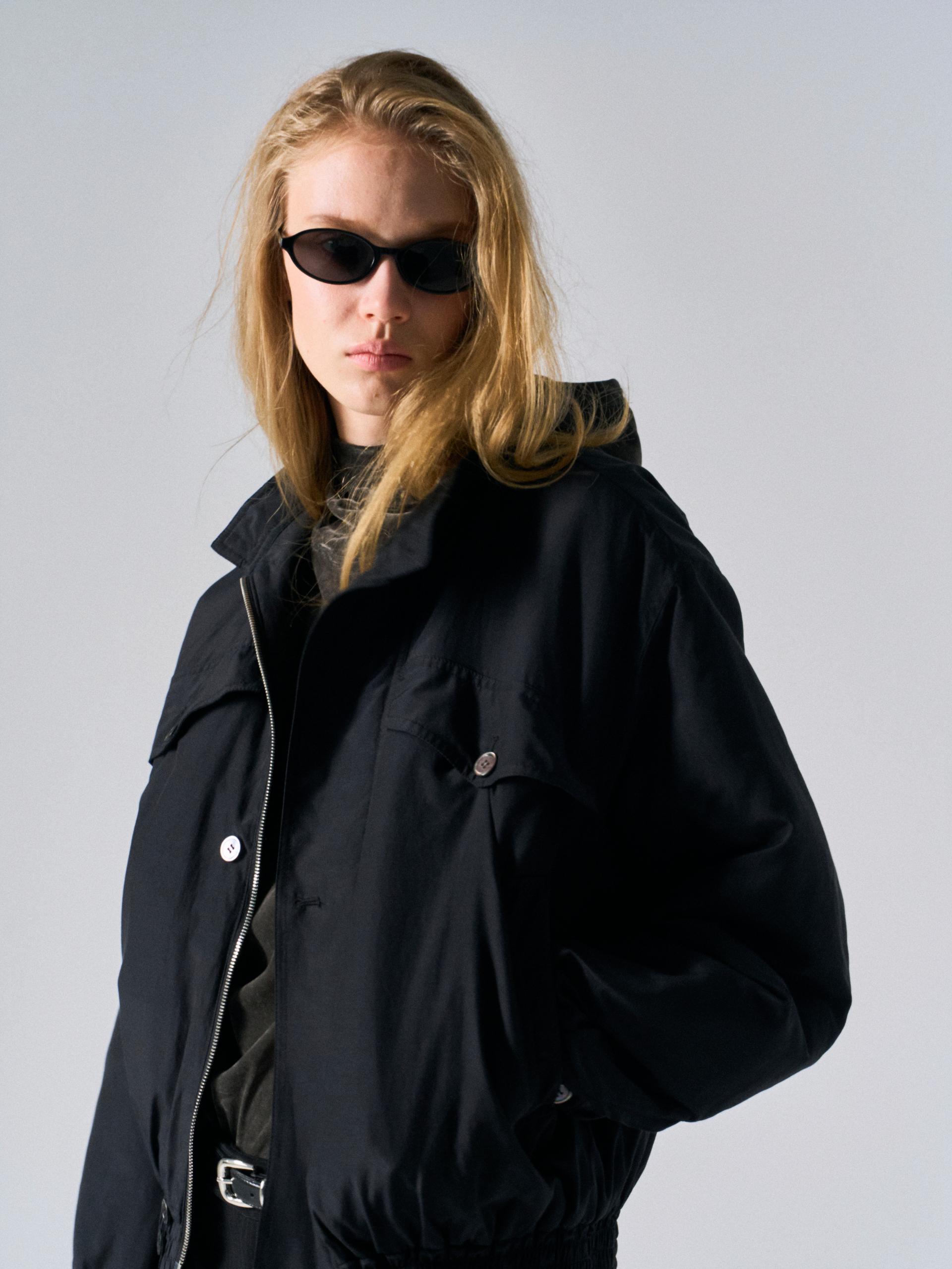 Cedric silk padded blouson black
