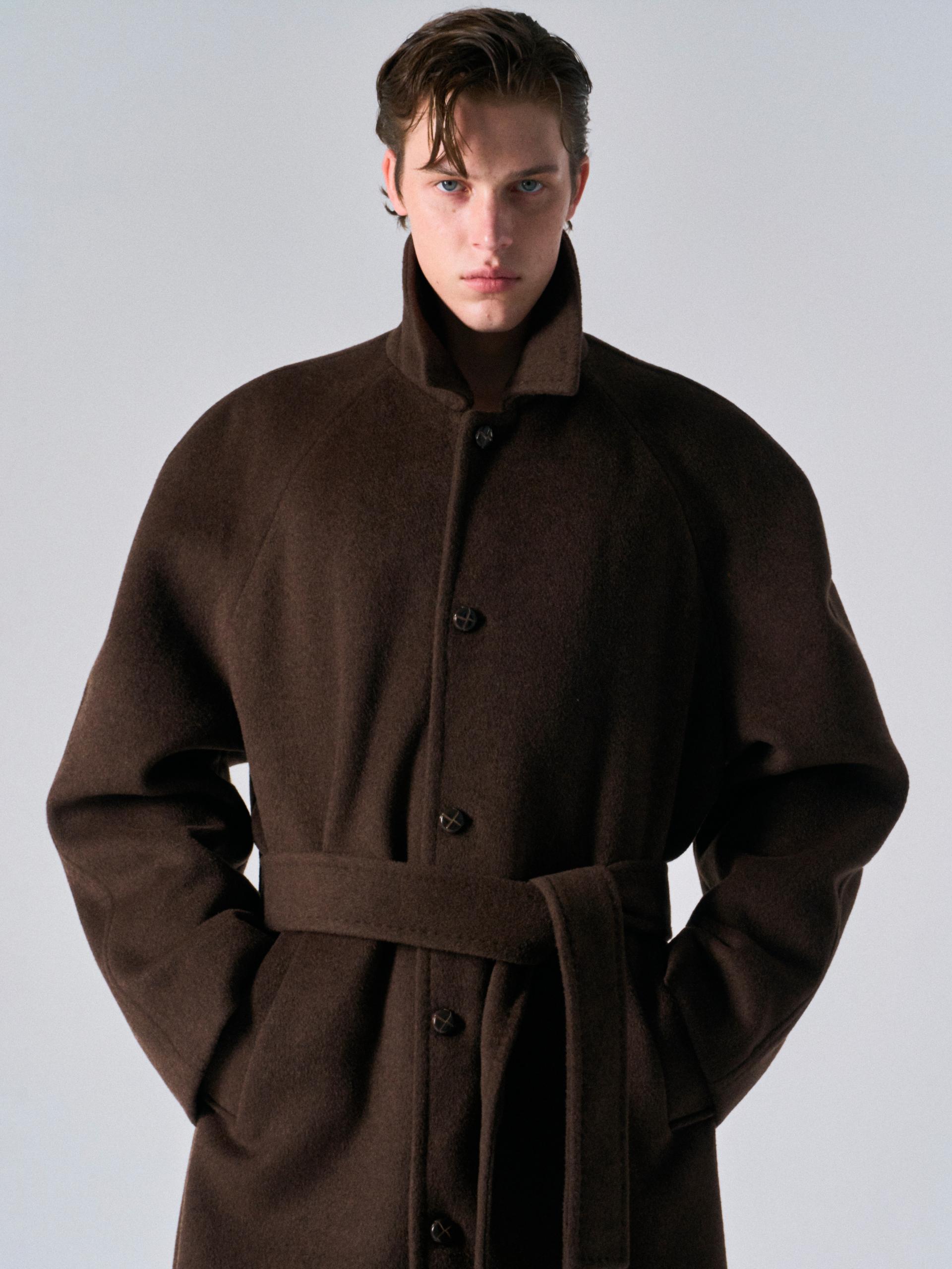 Lawton cashmere arch raglan coat cinnamon