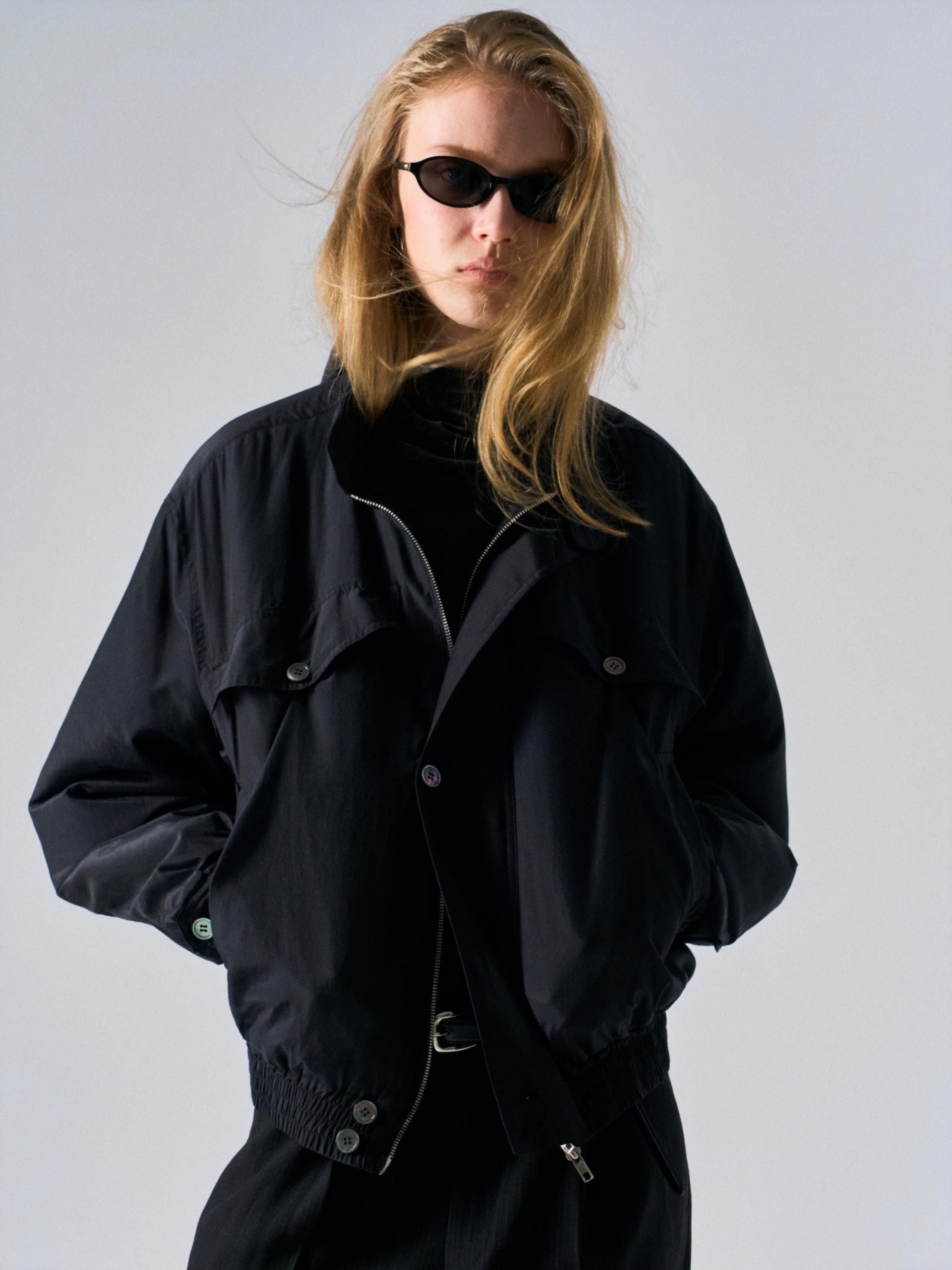 Cedric silk padded blouson black