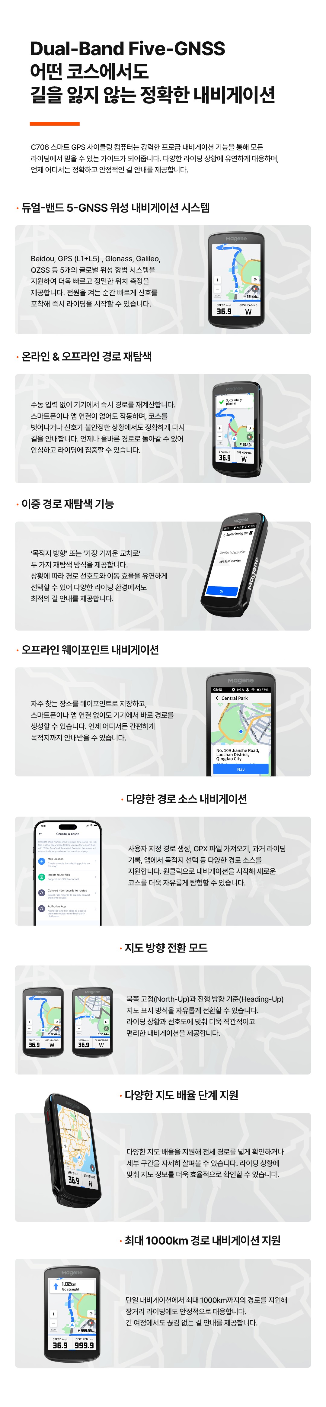 MAGENE C706 스마트 GPS 바이크 컴퓨터, 마진 C706