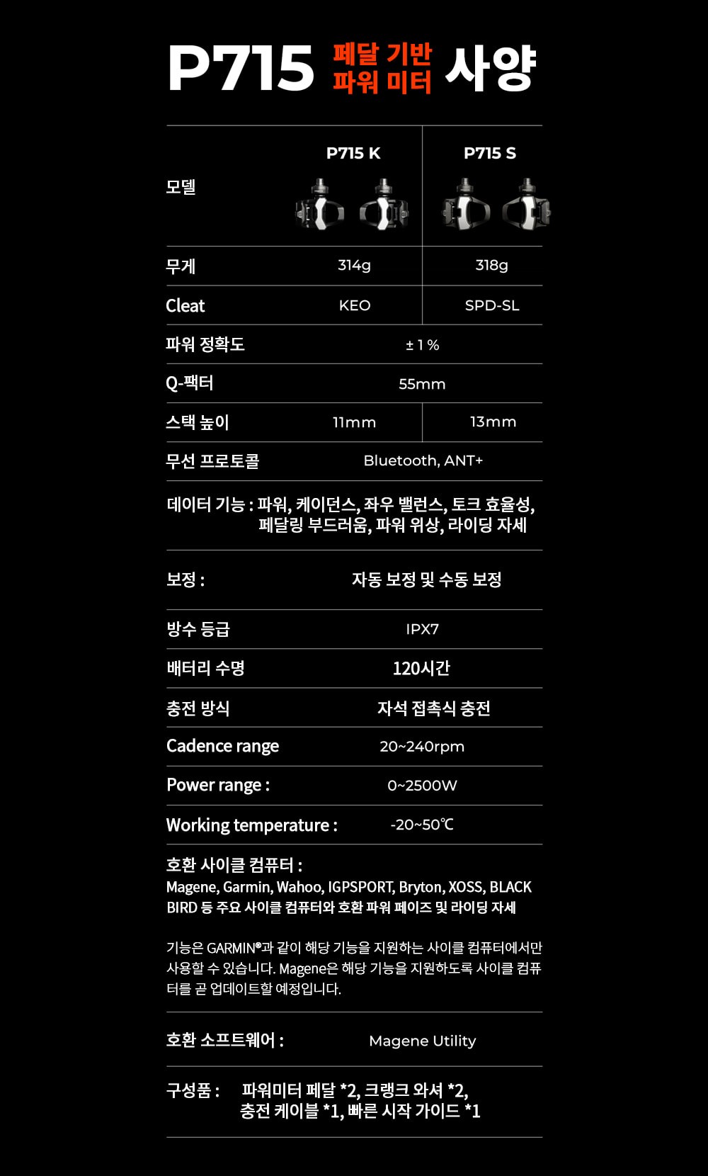 마진(Magene) P715 파워미터 페달