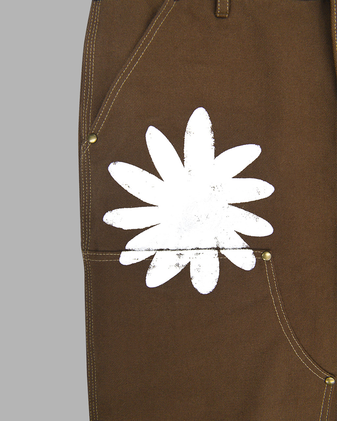 HAND PAINTED FLOWER CITY PANTS BROWN : THE MUSEUM VISITOR